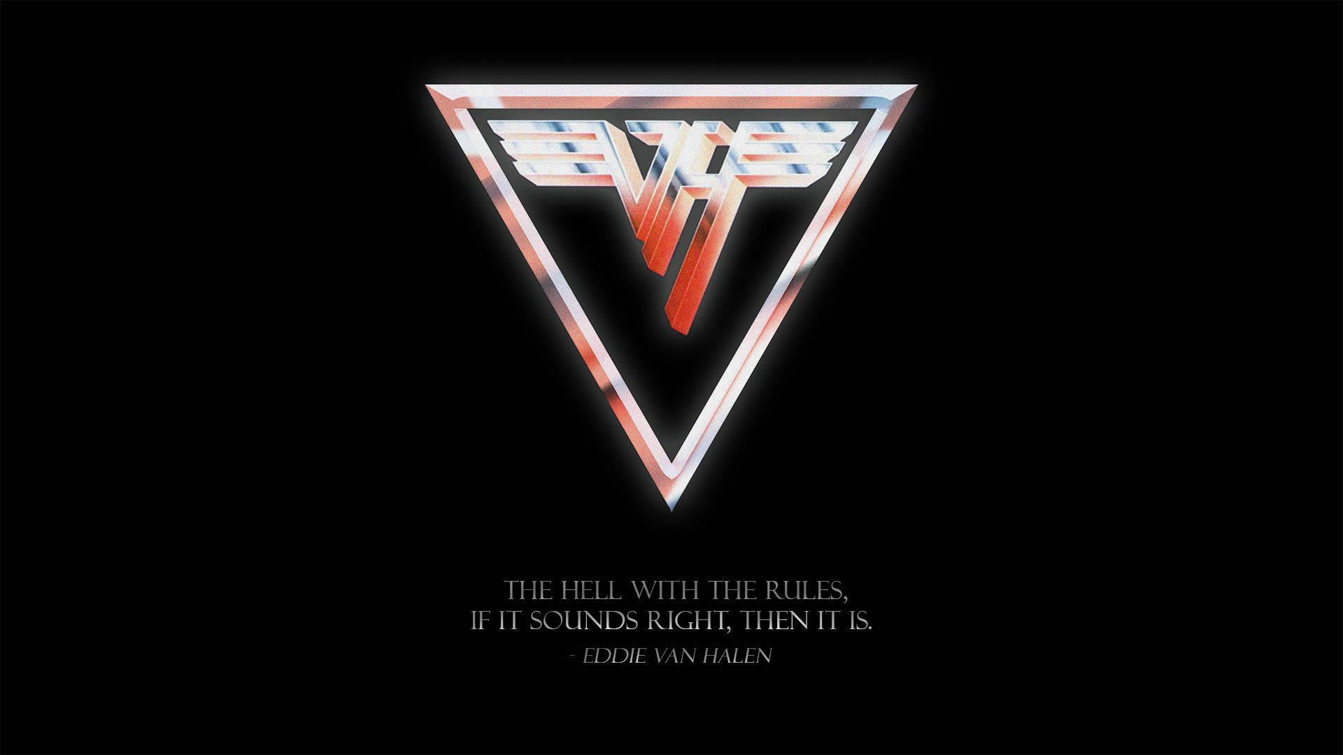 Eddie Van Halen, glowing metallic triangle logo, wings, Full HD Desktop Wallpaper