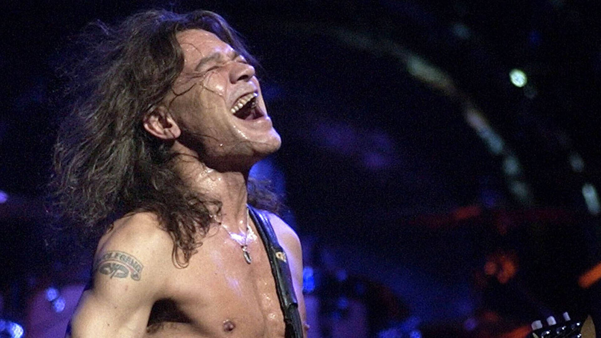 Eddie Van Halen, rock guitarist, long hair, Full HD Desktop Wallpaper