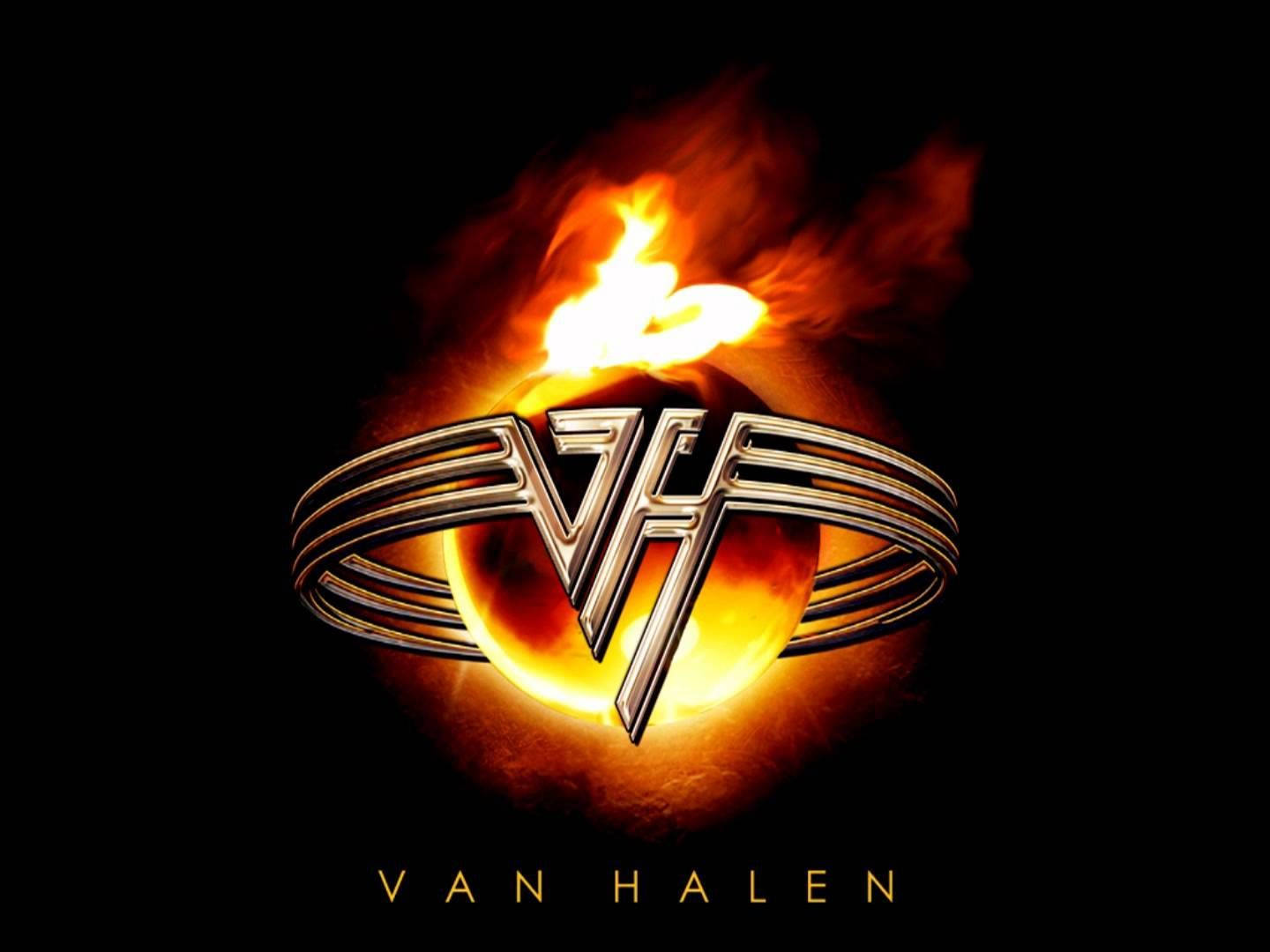 Eddie Van Halen, Fire Logo, black background, HD Desktop Wallpaper