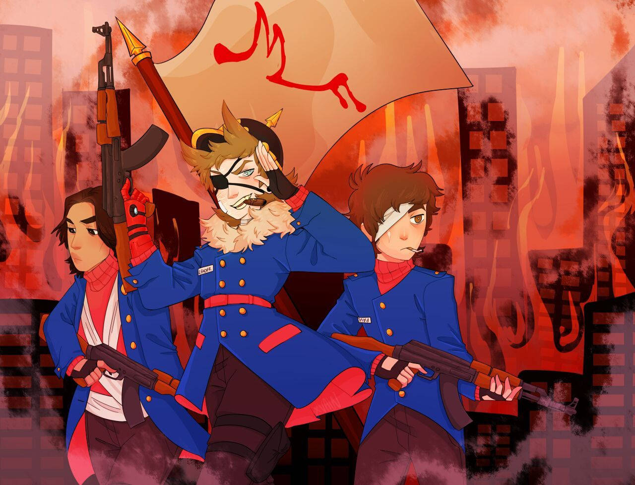 Eddsworld, anime version, blue uniforms, HD Desktop Wallpaper