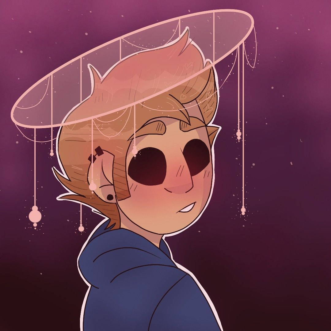 Eddsworld, starry purple sky, stylized anime character, SD Desktop Wallpaper