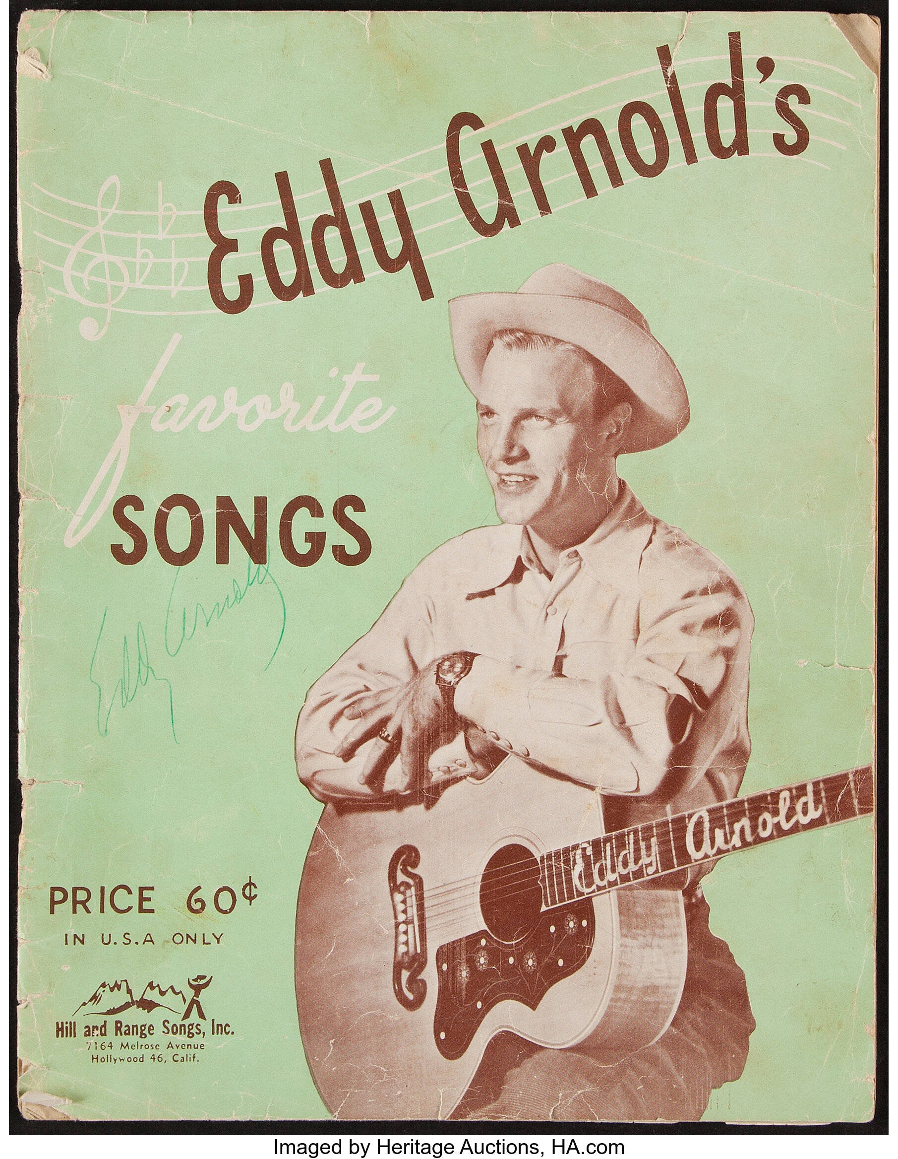 Eddy Arnold, acoustic guitar, faded green background, Full HD Phone Wallpaper