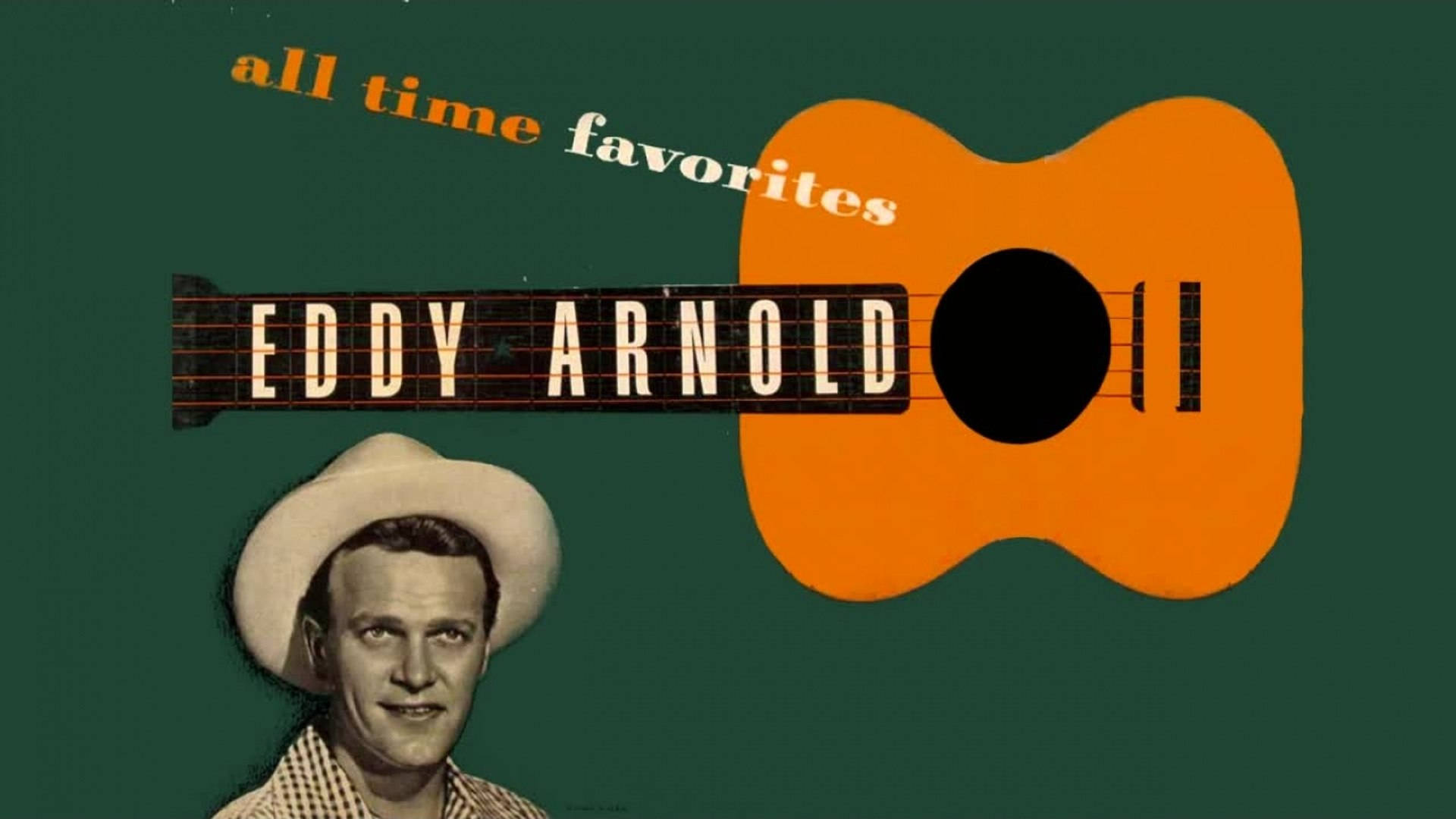 Eddy Arnold, cowboy hat, orange guitar, Full HD Desktop Wallpaper
