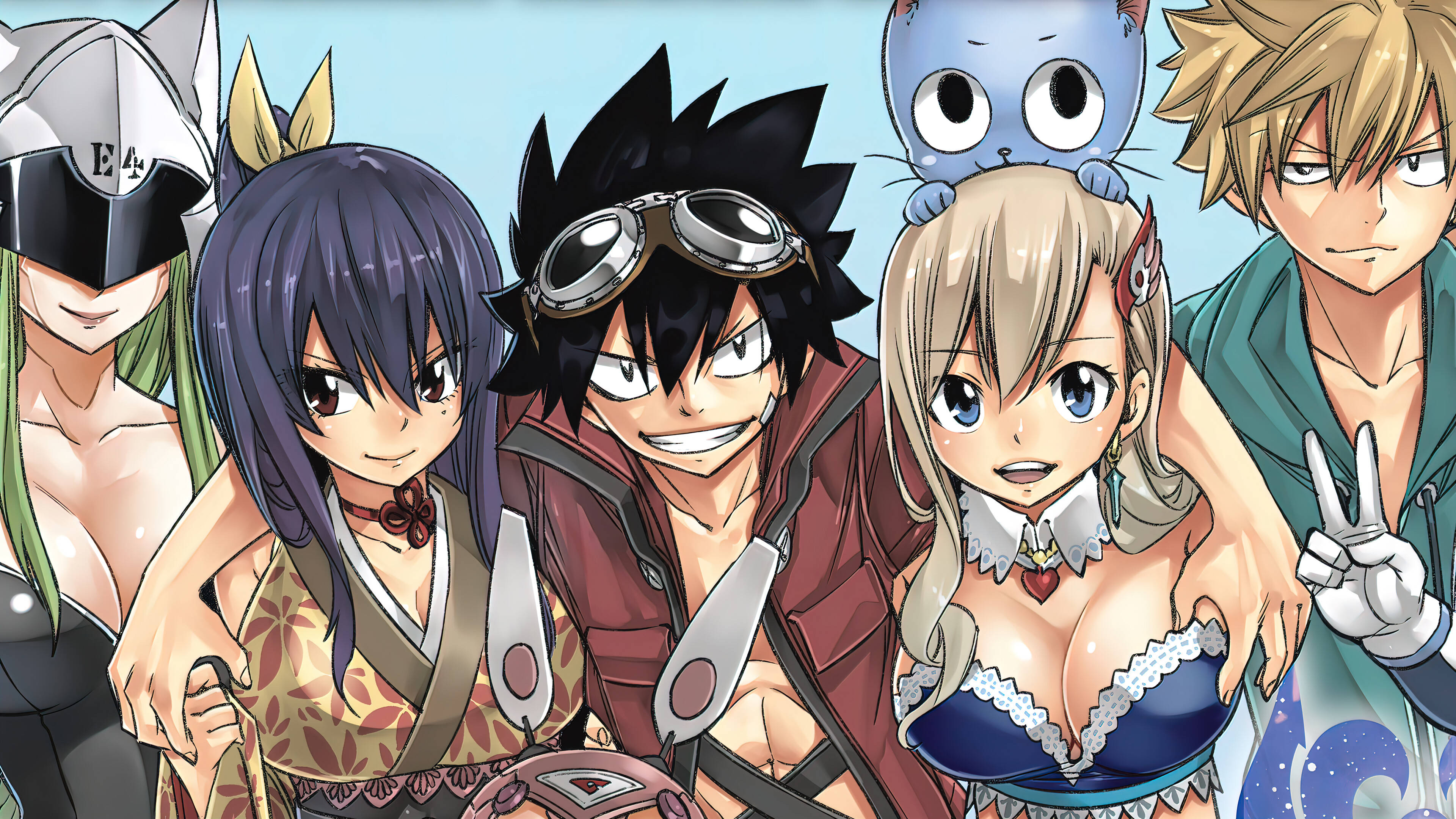 Edens Zero, crew members, blue cat, 4K Desktop Wallpaper
