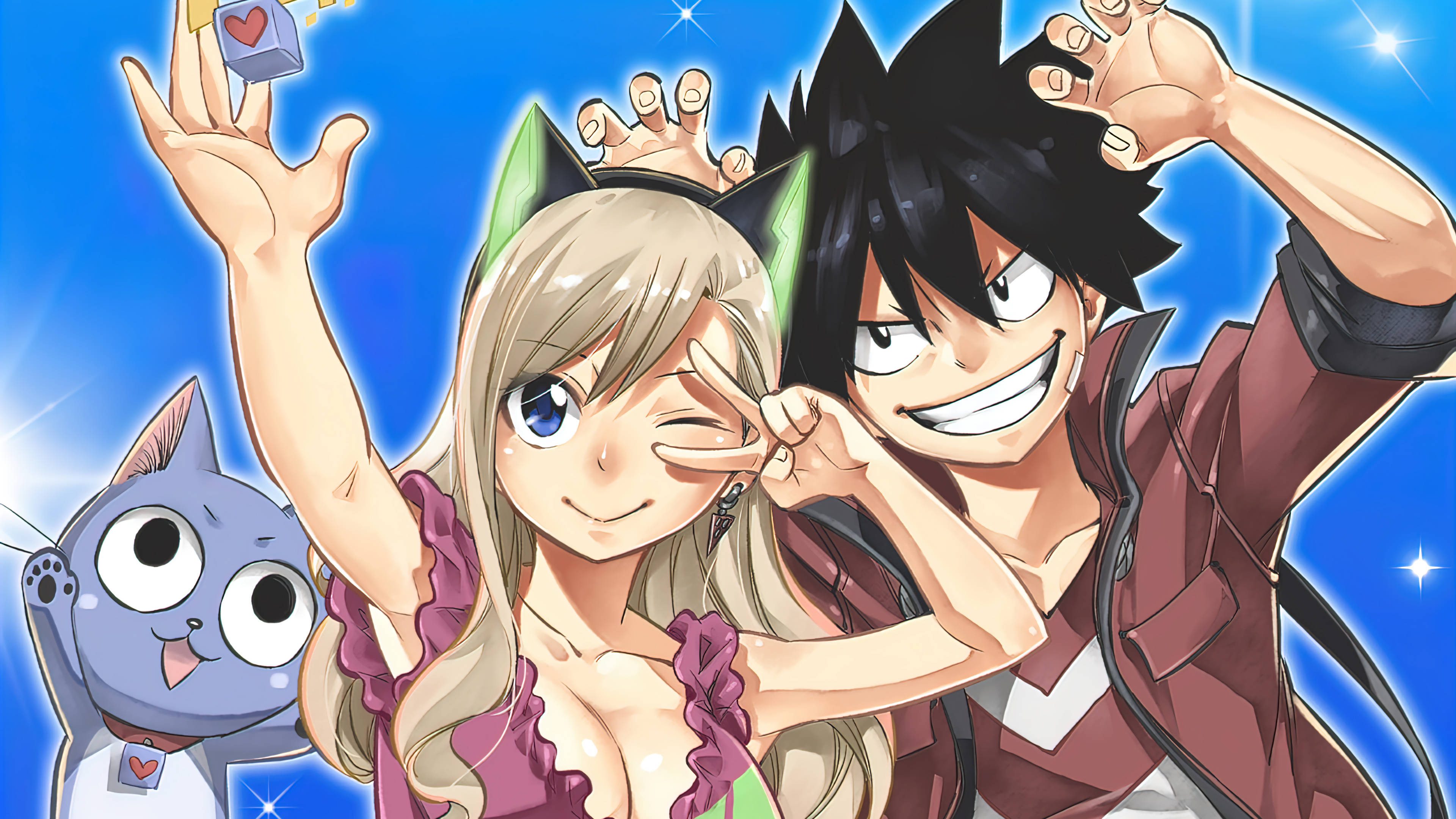 Edens Zero, anime characters, cat, 4K Desktop Wallpaper