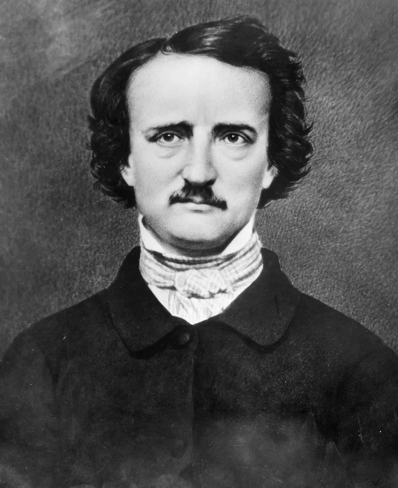 Edgar Allan Poe, black and white portrait, dark curly hair, HD Phone Wallpaper