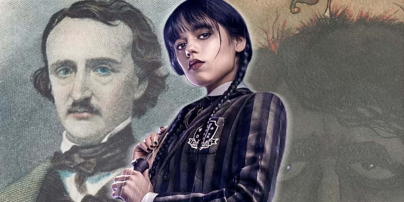 Edgar Allan Poe, striped dress, faded portrait, HD Desktop Wallpaper
