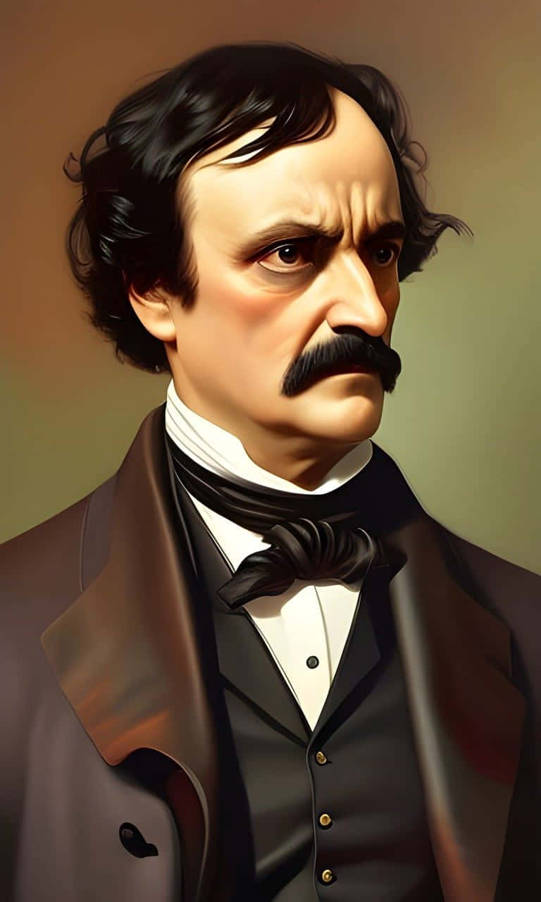 Edgar Allan Poe, dark curly hair, thick mustache, HD Phone Wallpaper