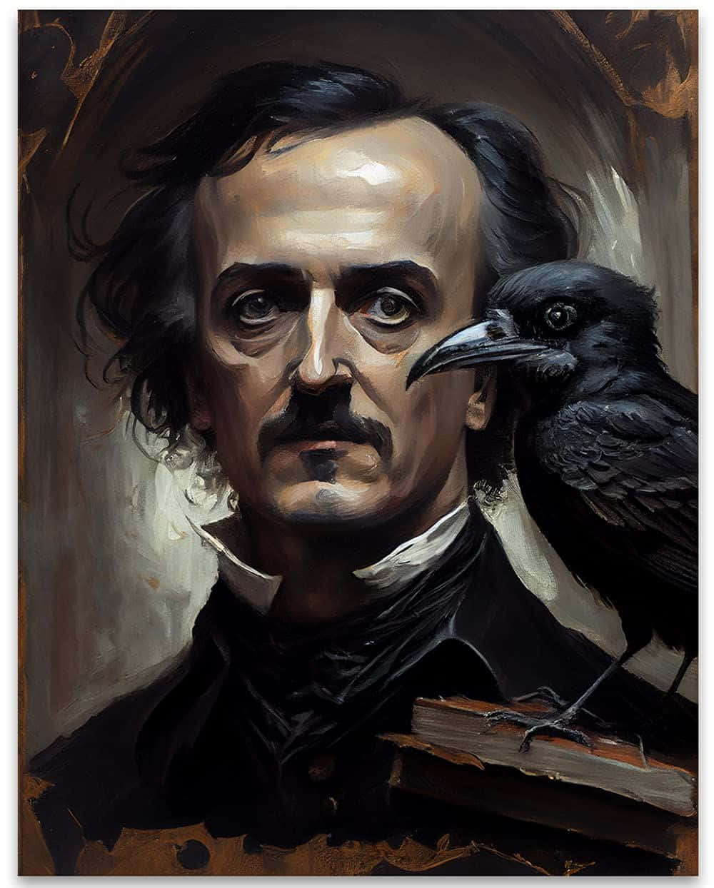 Edgar Allan Poe, black raven, open book, SD Phone Wallpaper