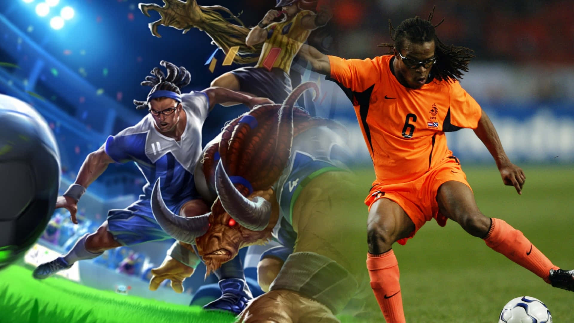 Edgar Davids, vector design, soccer players, Full HD Desktop Wallpaper