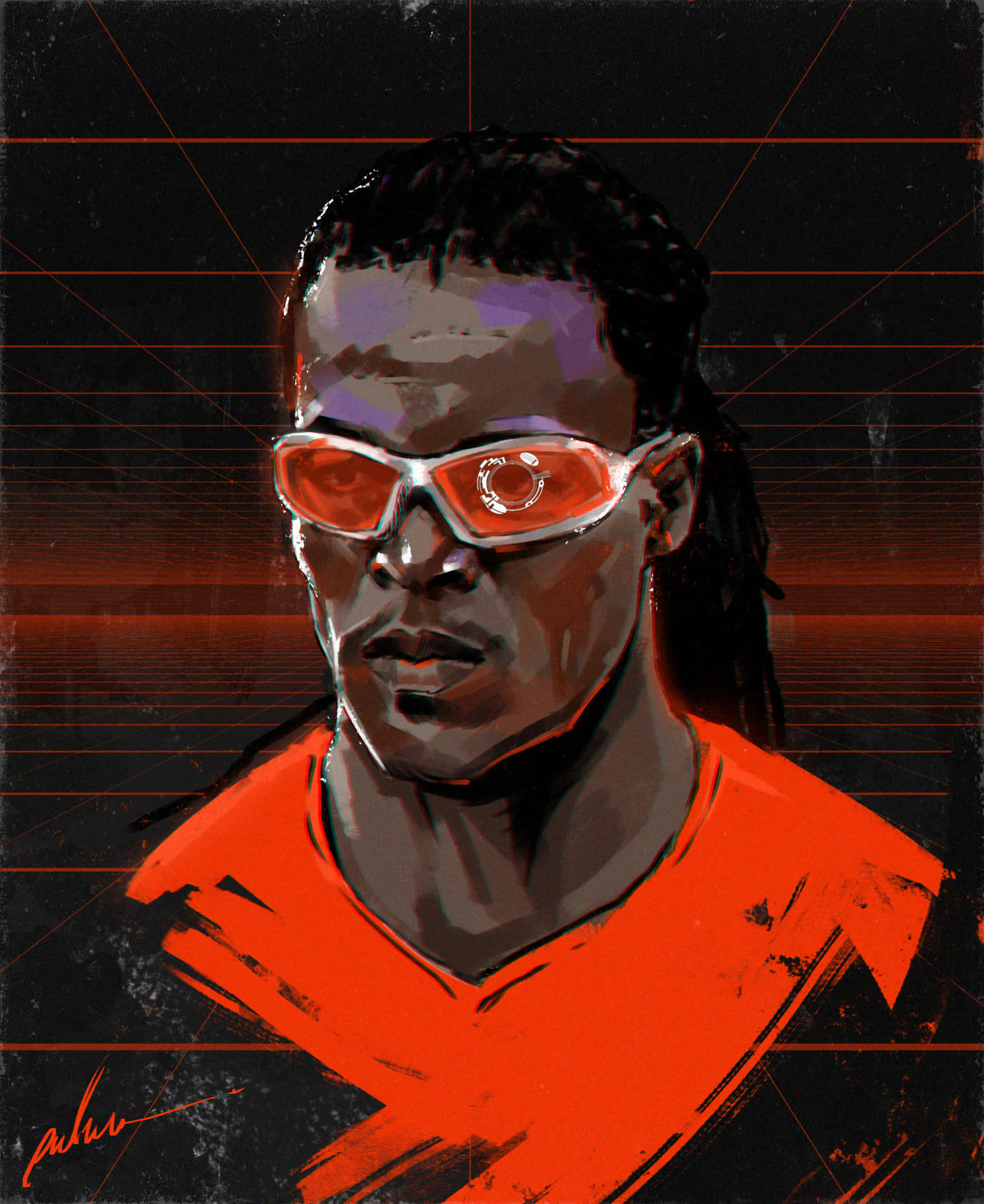 Edgar Davids, dreadlocks, glowing red glasses, Full HD Phone Wallpaper