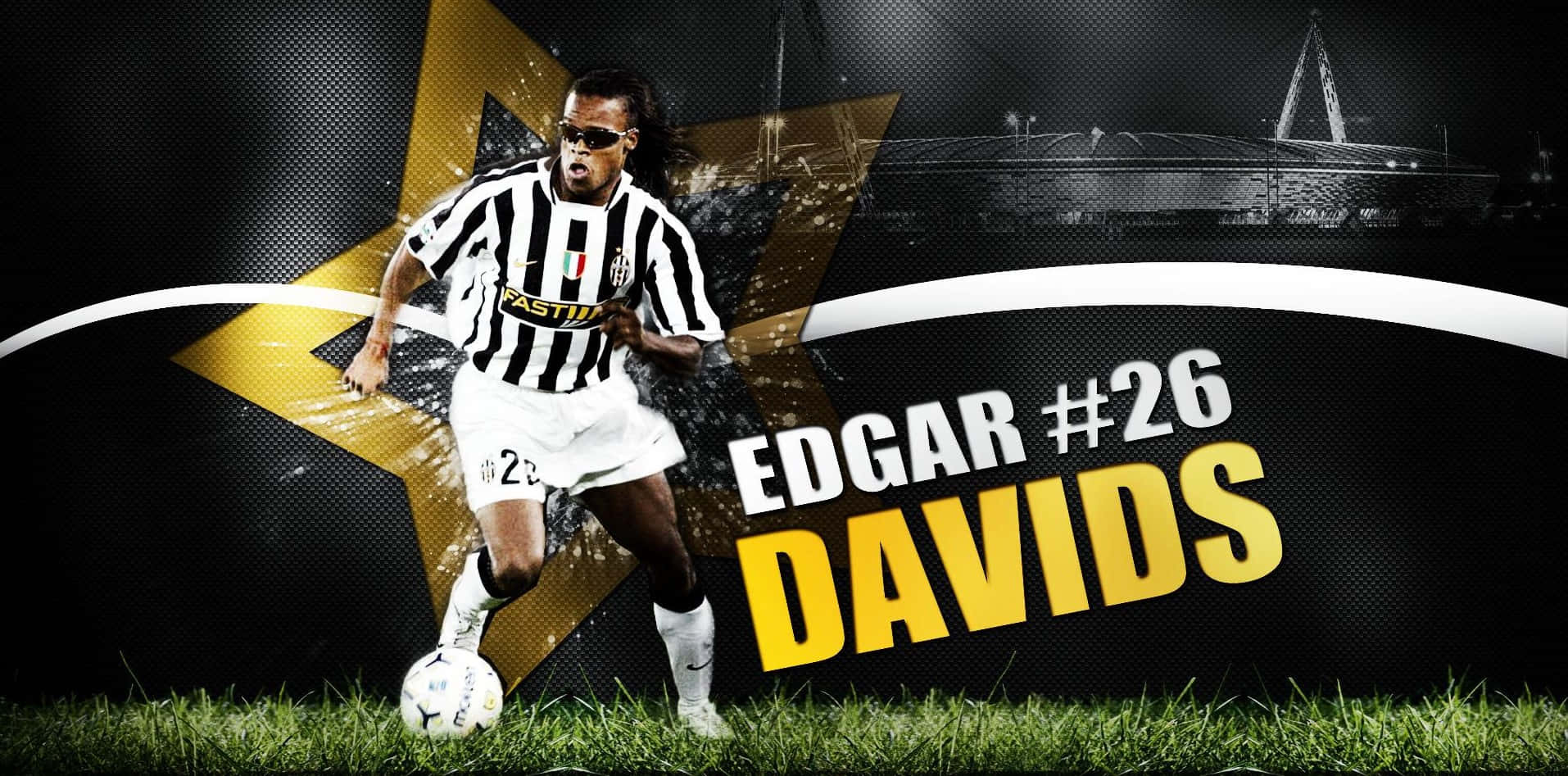 Edgar Davids, black and white striped jersey, grass, HD Desktop Wallpaper