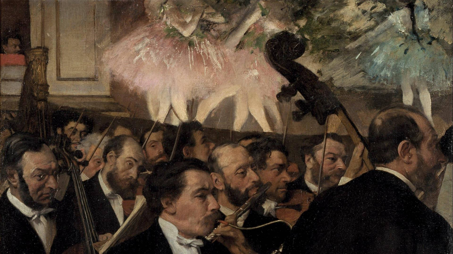 Edgar Degas, the orchestra at the opera, ballet dancer, Full HD Desktop Wallpaper