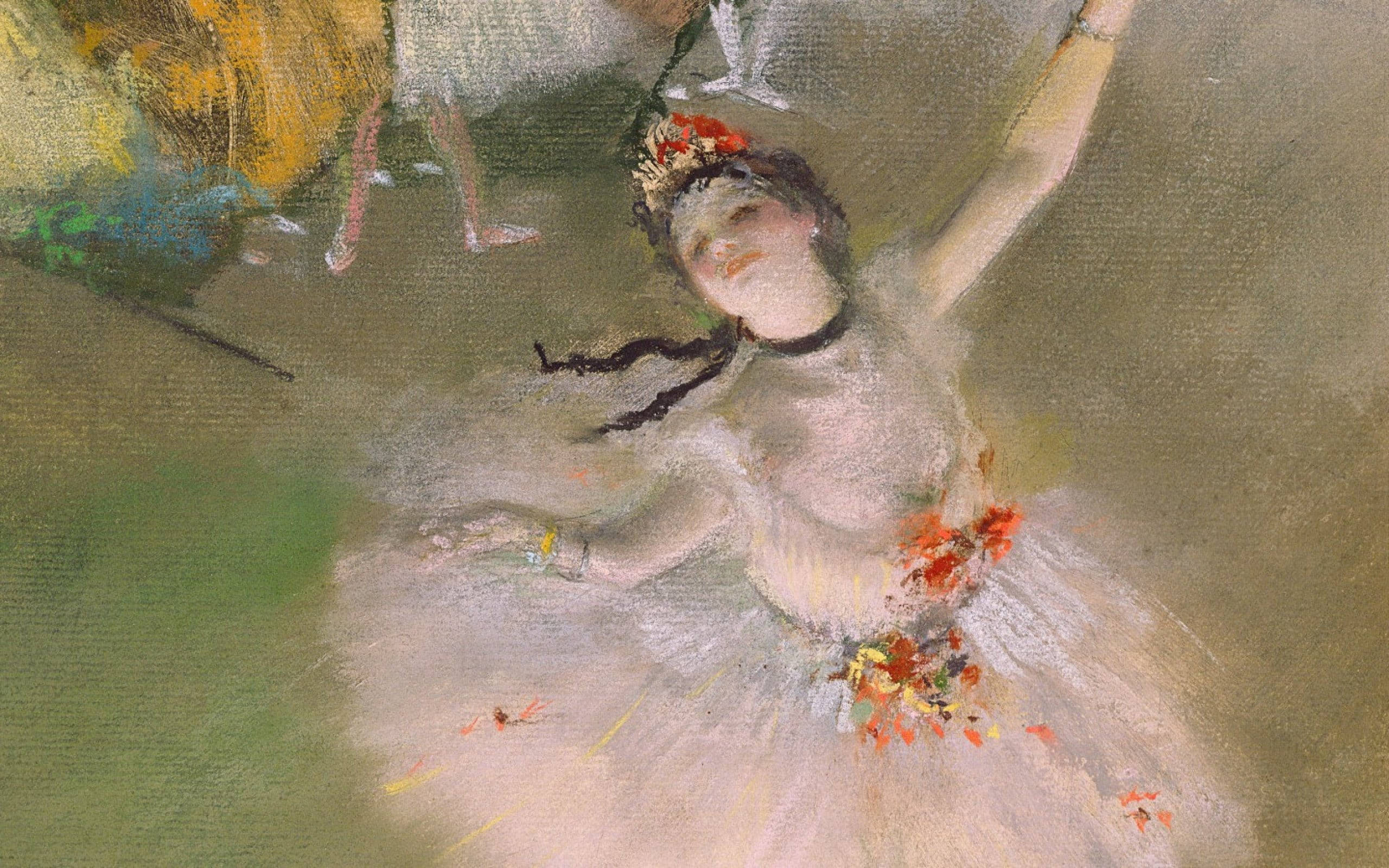 Edgar Degas, ballerina, white tutu, 2K Desktop Wallpaper