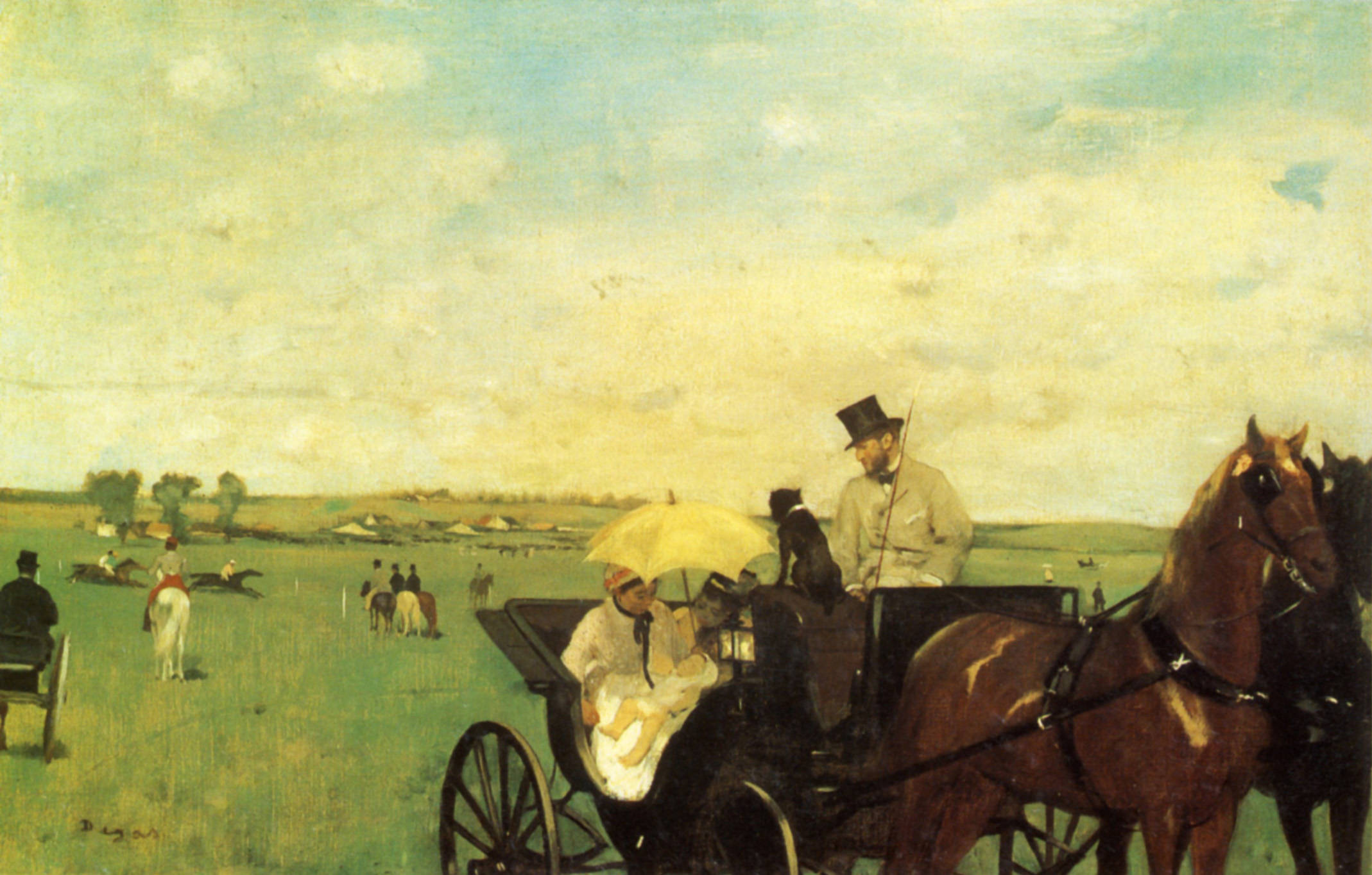 Edgar Degas, family in the carriage, horse-drawn carriage, Full HD Desktop Wallpaper