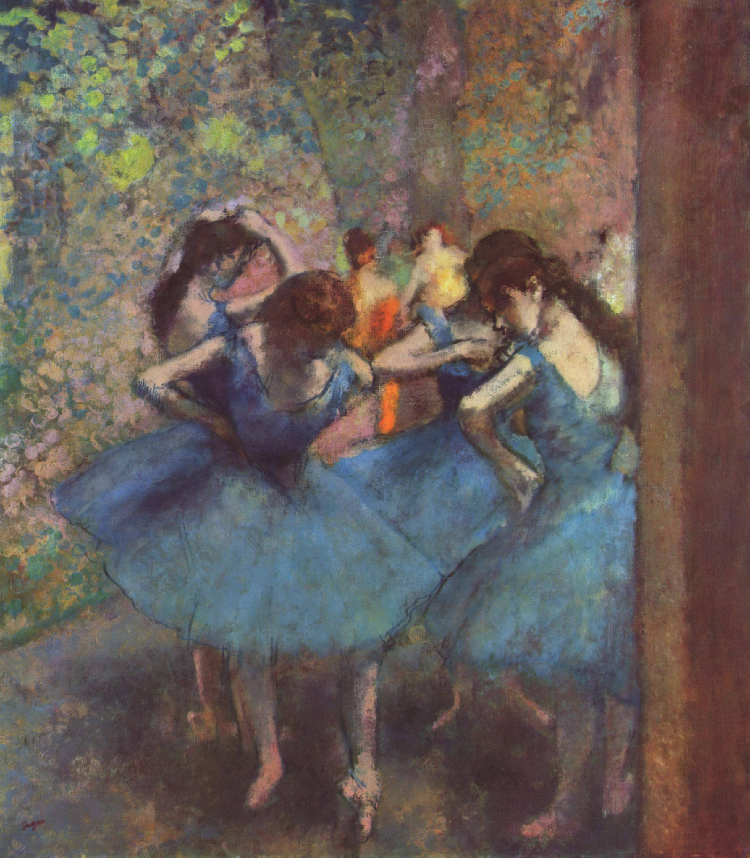 dancers in blue tutus, dappled forest glade, soft sunlight, 2K Phone Wallpaper