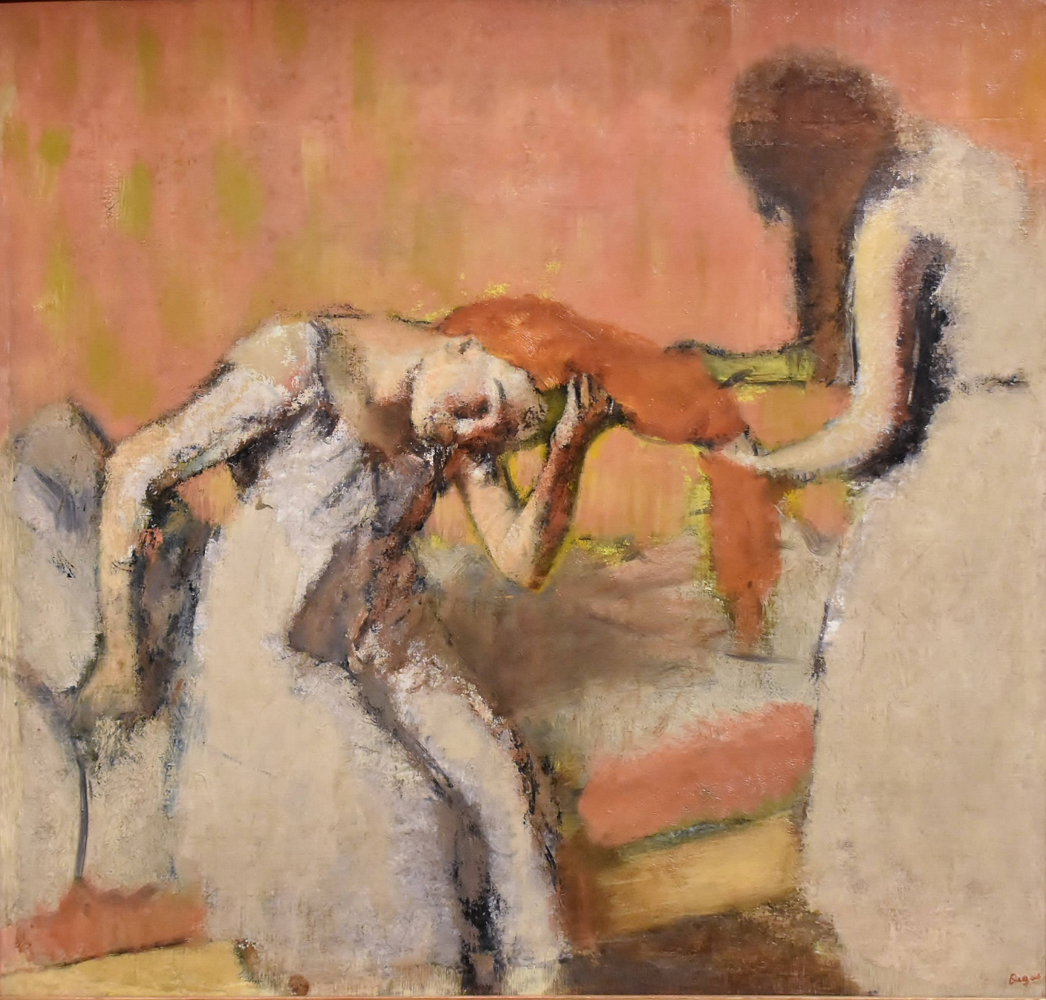 Edgar Degas, combing the hair, textured oil paint, Full HD Desktop Wallpaper