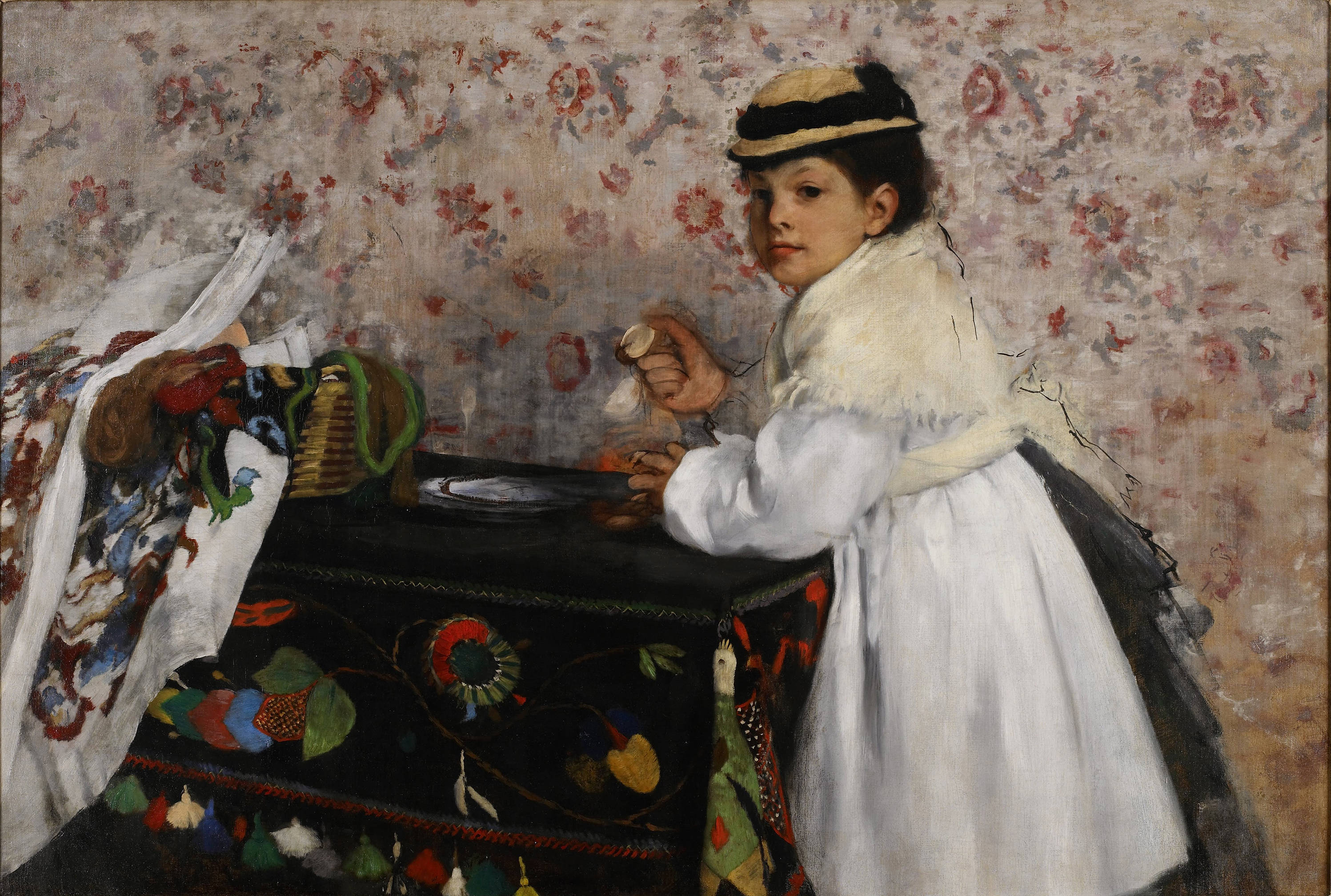 Edgar Degas, little girl, white dress, 2K Desktop Wallpaper