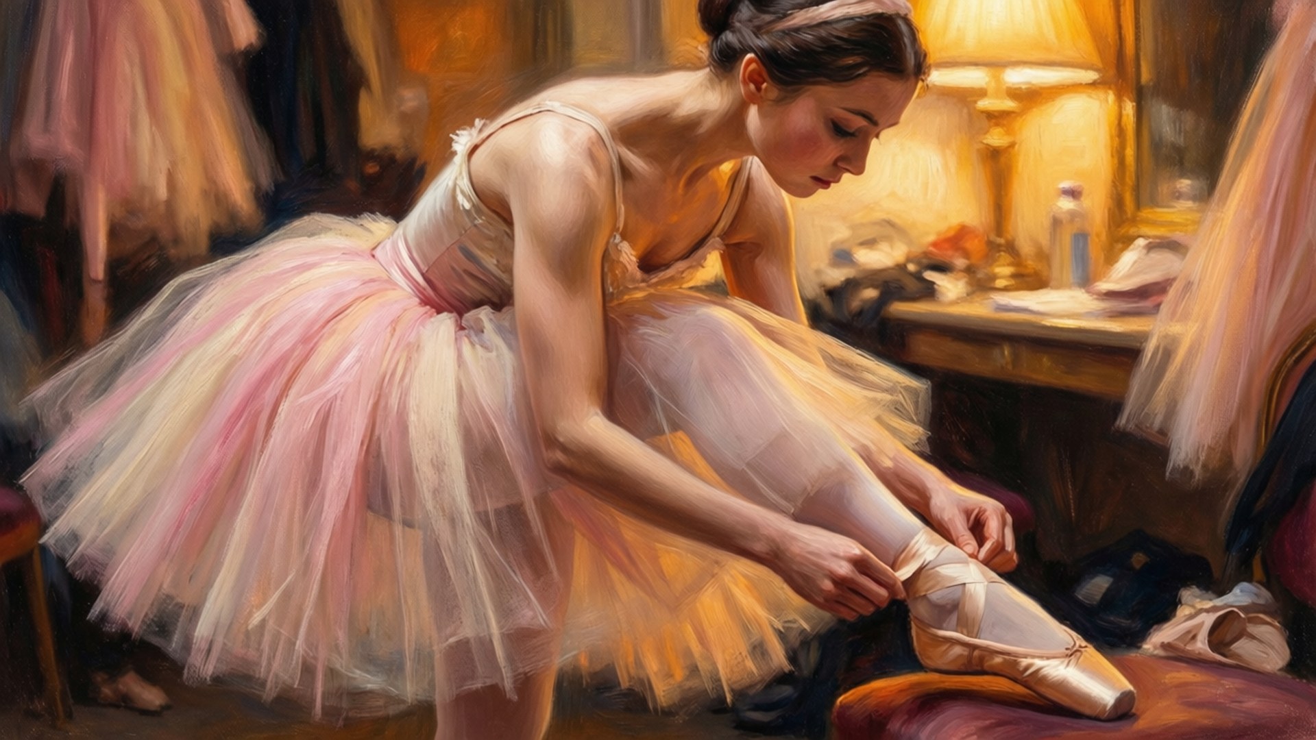 ballerina, pink tutu, pointe shoe, Full HD Desktop Wallpaper