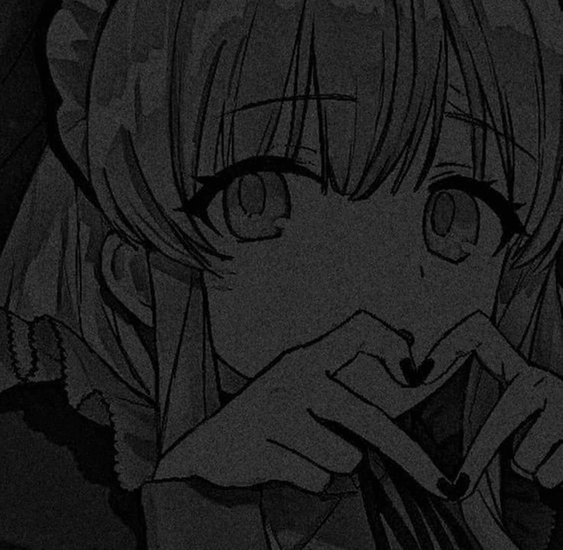 monochrome, anime girl, wide eyes, HD Desktop Wallpaper