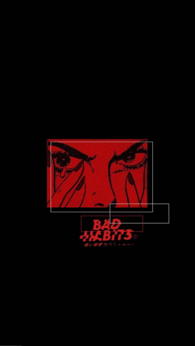 Edgy Anime, bad habits, intense red eyes, SD Phone Wallpaper