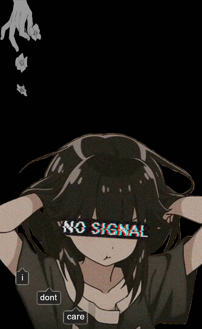 No Signal, anime girl, dark hair, HD Phone Wallpaper
