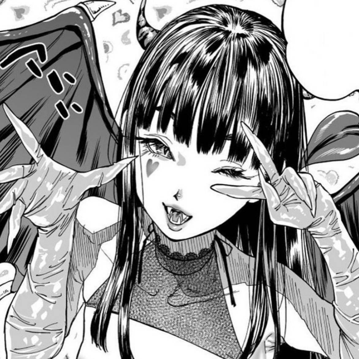 Aesthetic Demon Girl, edgy anime, black and white, SD Phone Wallpaper