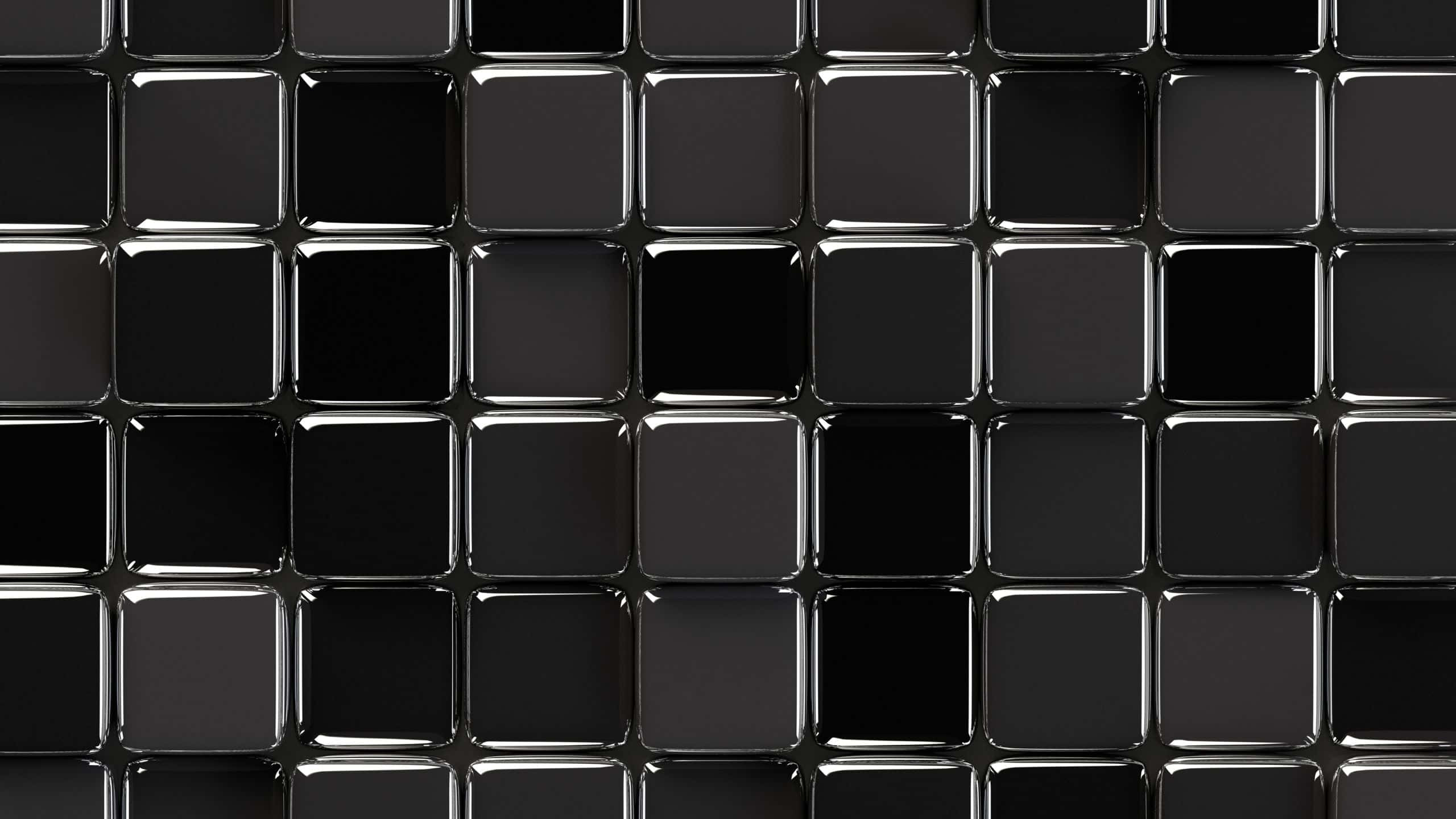 glossy black, metallic silver borders, seamless digital pattern, 2K Desktop Wallpaper