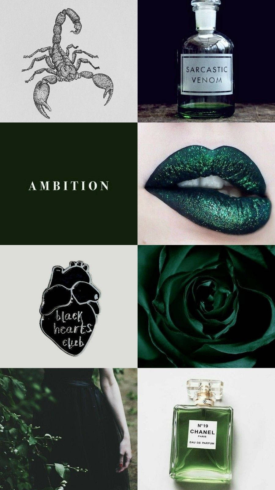 Emerald Scorpio Aesthetic, dark green rose glitter lips, perfume bottle, HD Phone Wallpaper