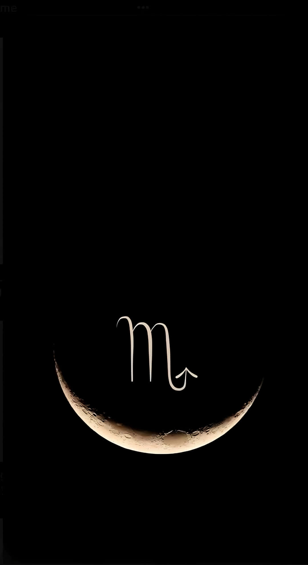 Scorpio zodiac symbol, glowing crescent moon, black background, Full HD Phone Wallpaper