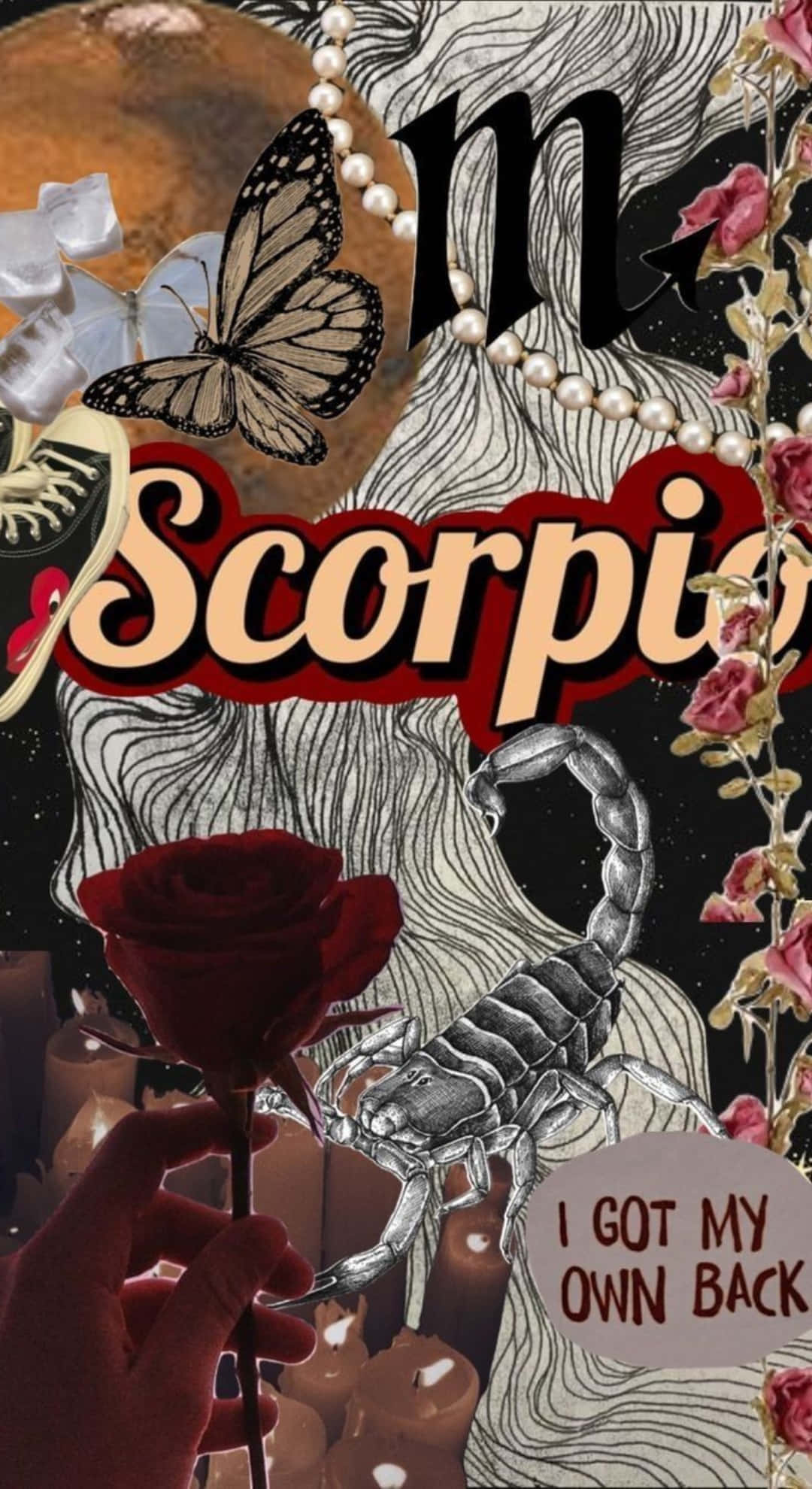 Scorpio, red rose, surreal collage, Full HD Phone Wallpaper