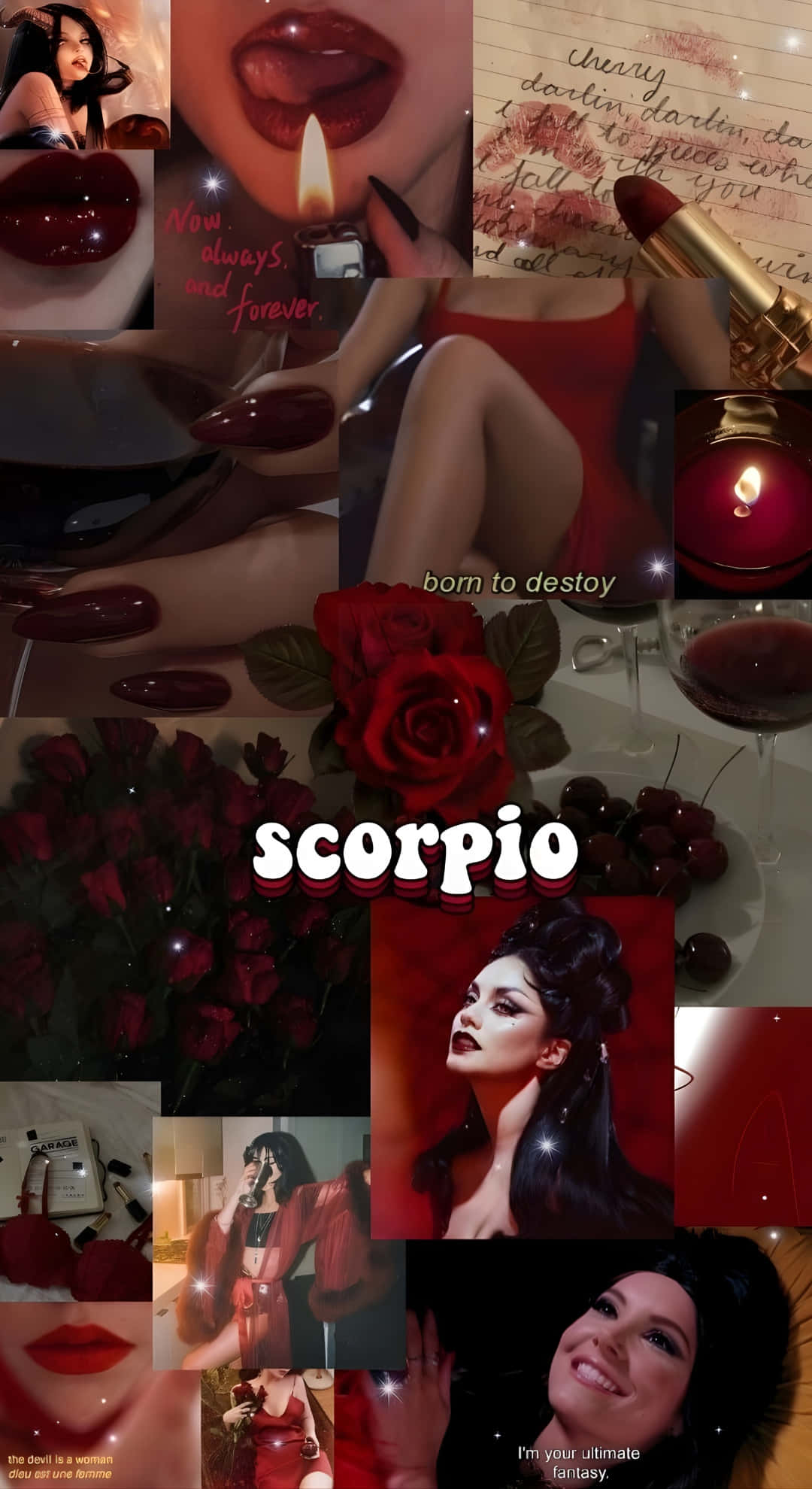 Edgy Scorpio Dark Aesthetic, red-themed, lips, Full HD Phone Wallpaper