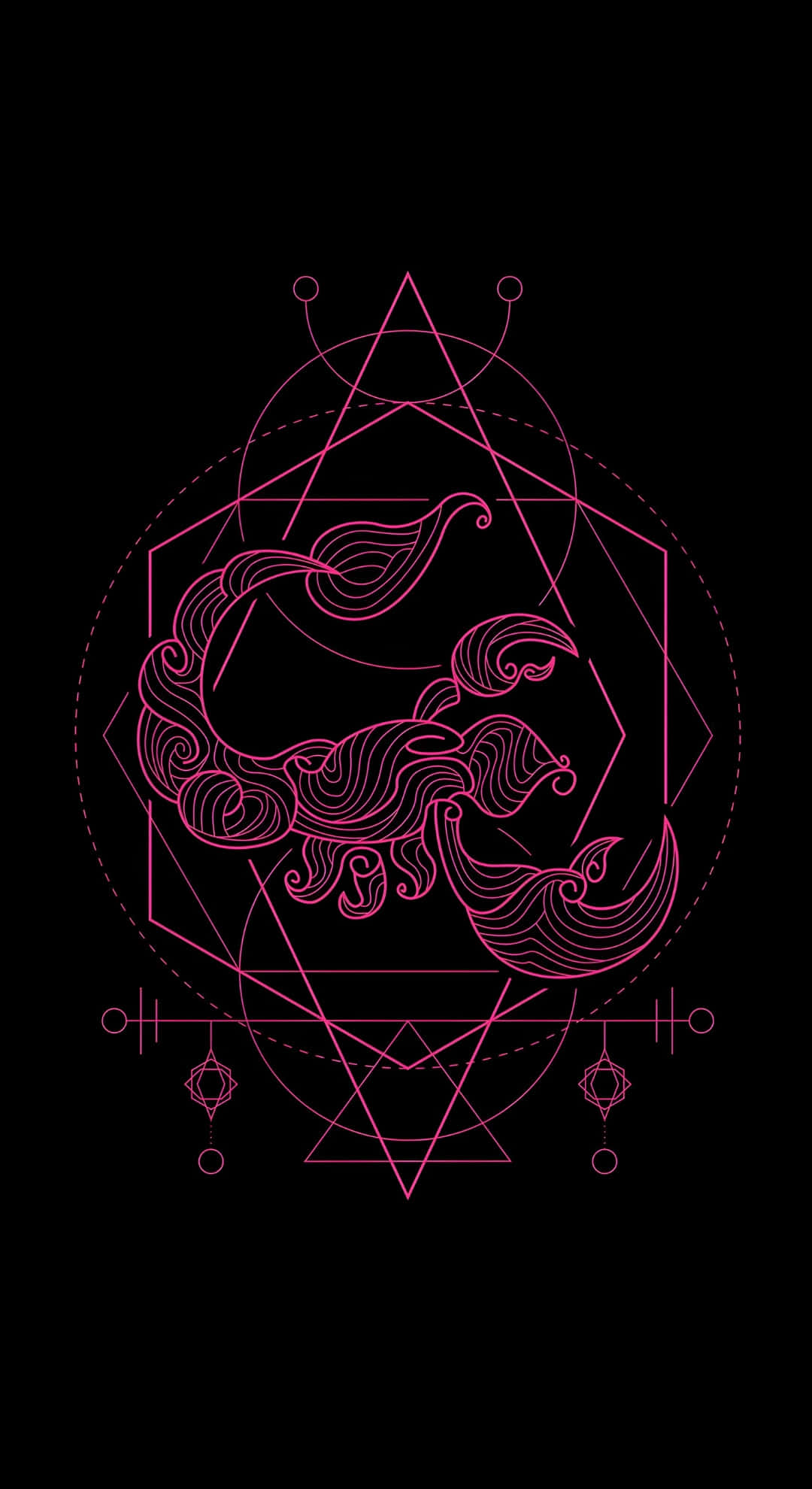 Edgy Scorpio Geometric Design, glowing pink scorpion, intricate geometric shapes, Full HD Phone Wallpaper