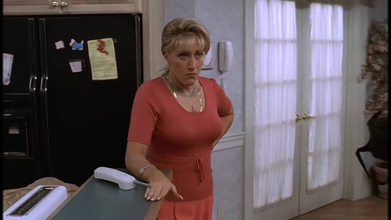 Edie Falco, coral dress, kitchen, HD Desktop Wallpaper