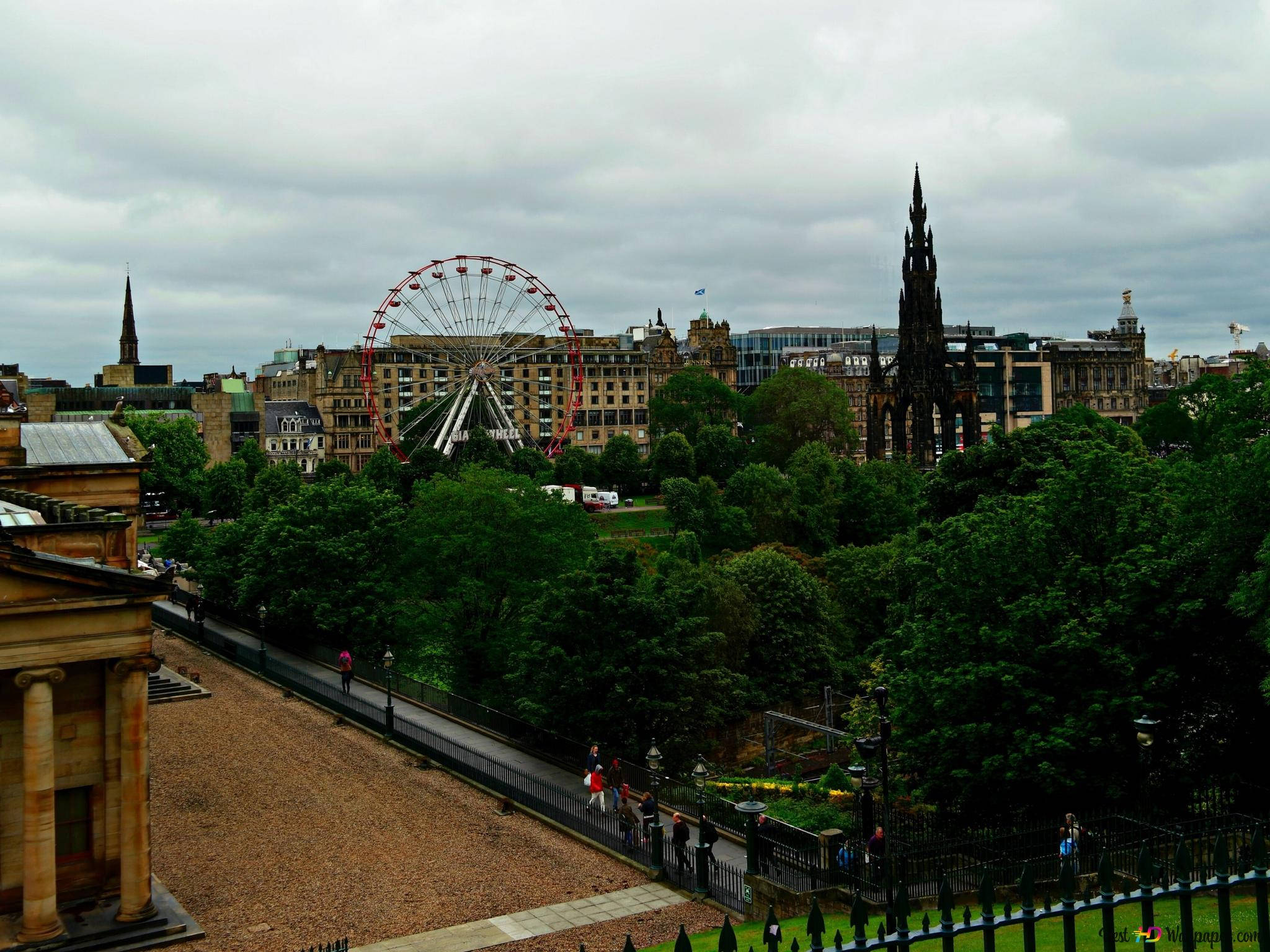 Edinburgh Castle, sunset, cloudy day, Full HD Desktop Wallpaper
