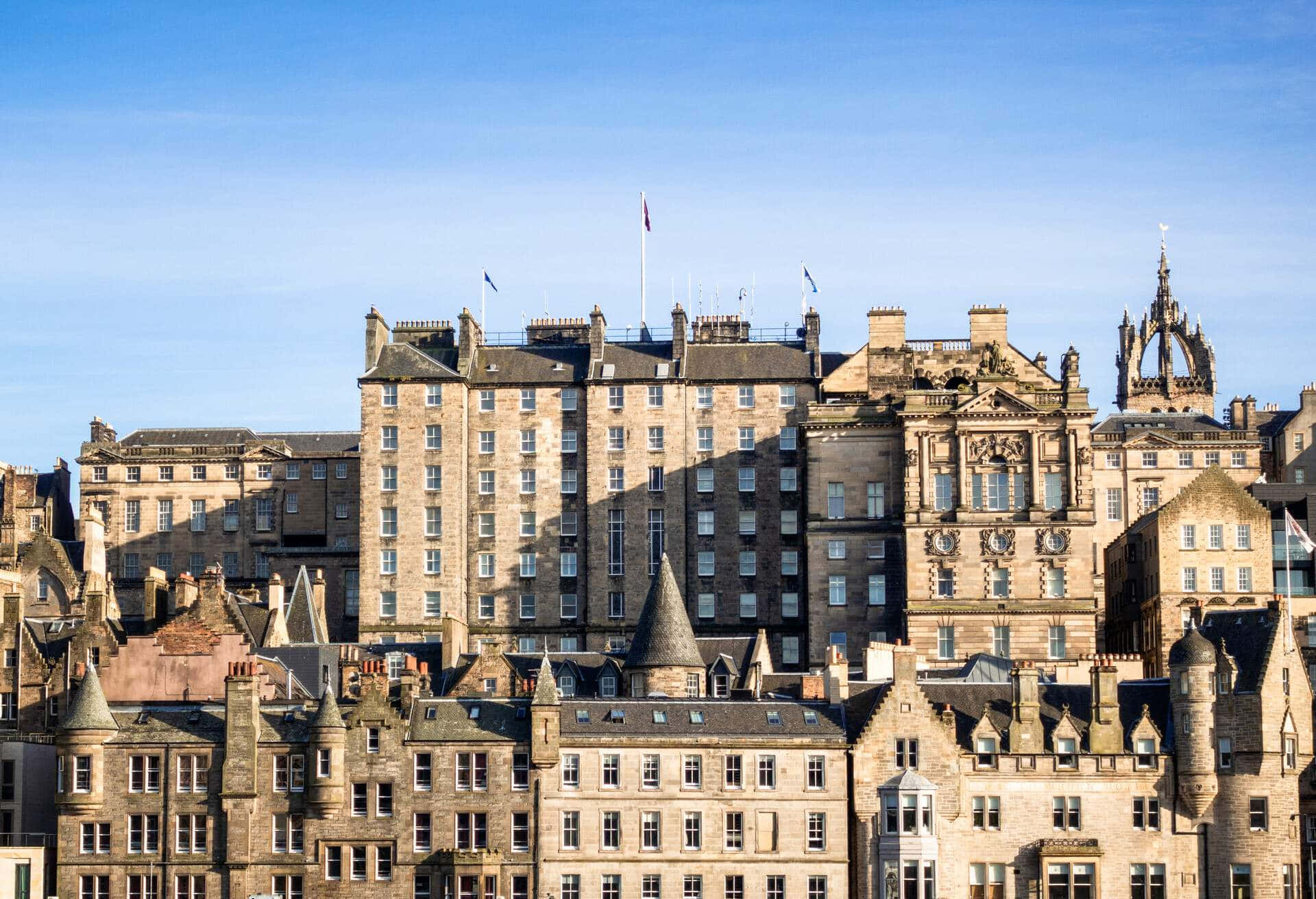 Edinburgh, historic stone buildings, ornate rooftops, Full HD Desktop Wallpaper