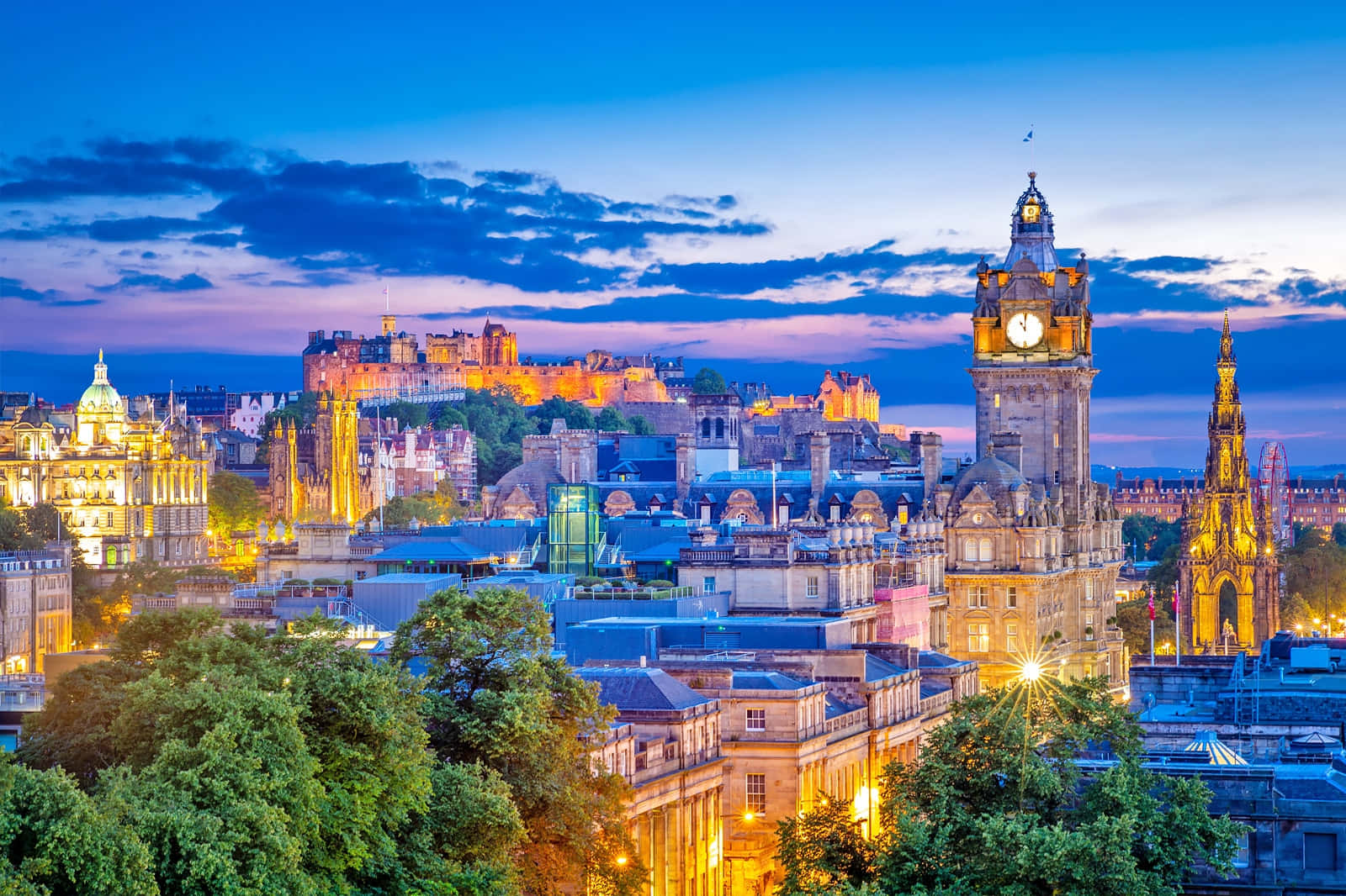 Edinburgh, skyline, twilight, HD Desktop Wallpaper