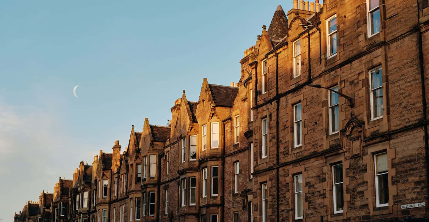 Edinburgh, tenements, dusk, HD Desktop Wallpaper
