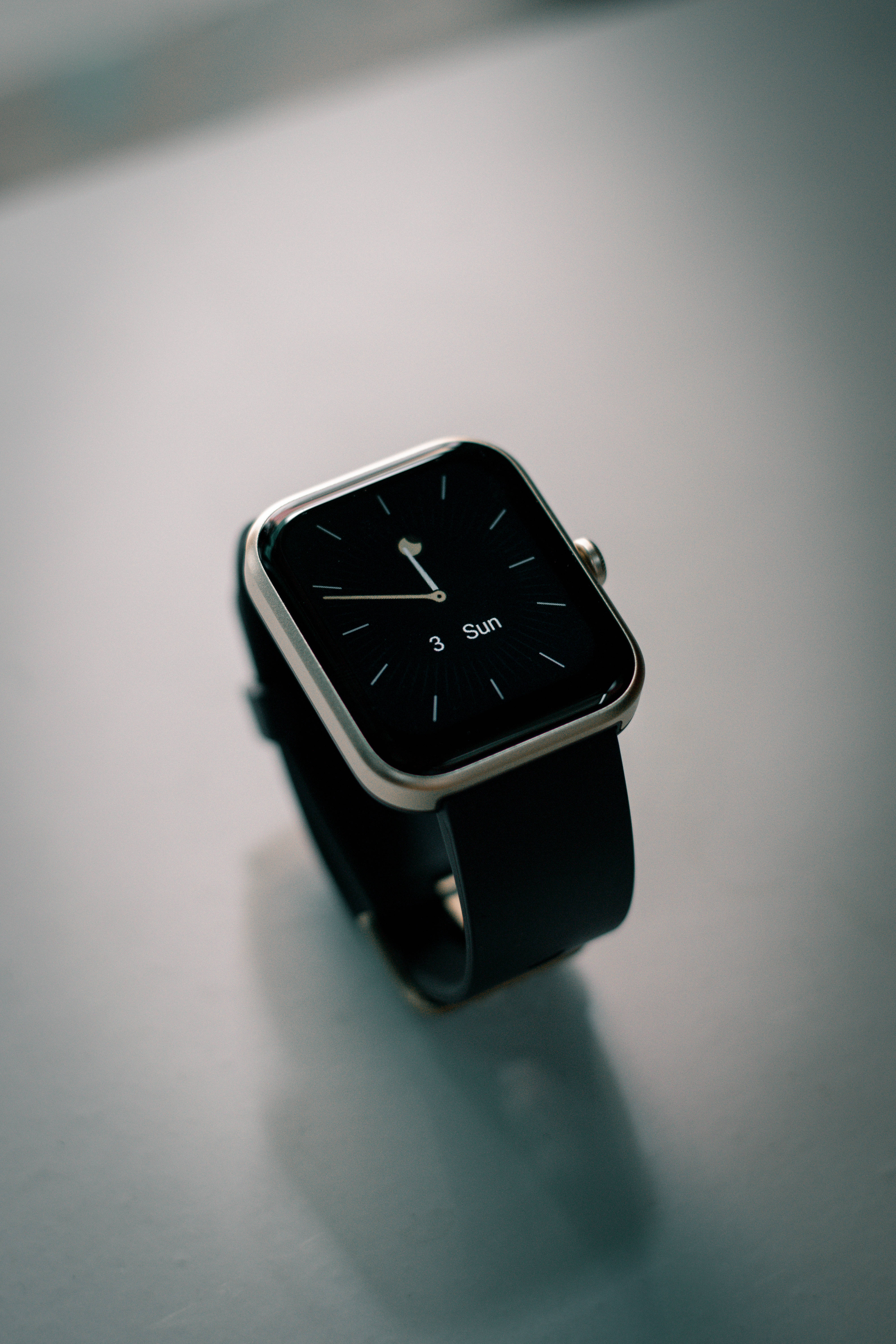 smartwatch, black strap, silver bezel, 5K Phone Wallpaper