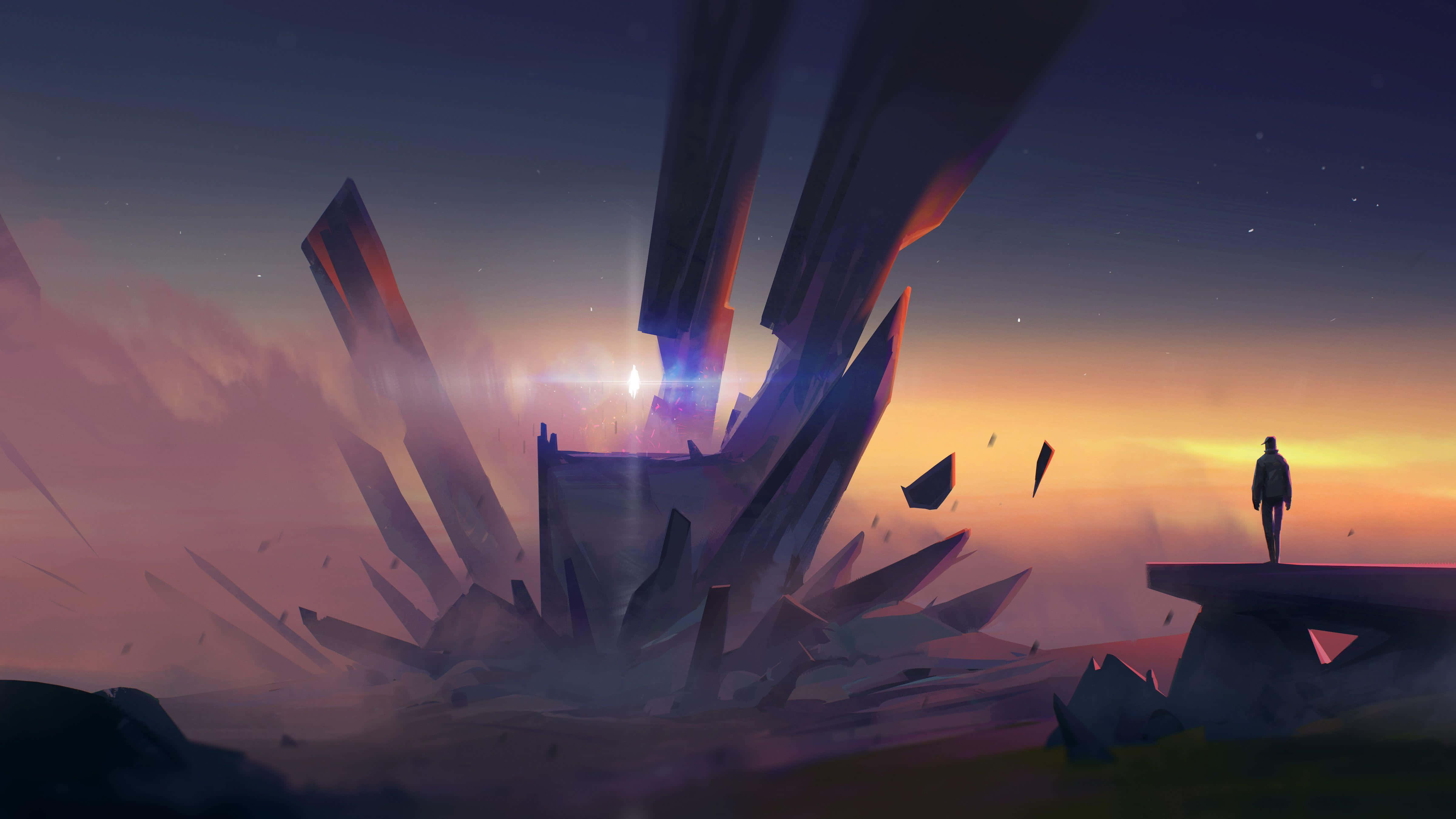 EDM wave, sunset light, starry twilight sky, 4K Desktop Wallpaper