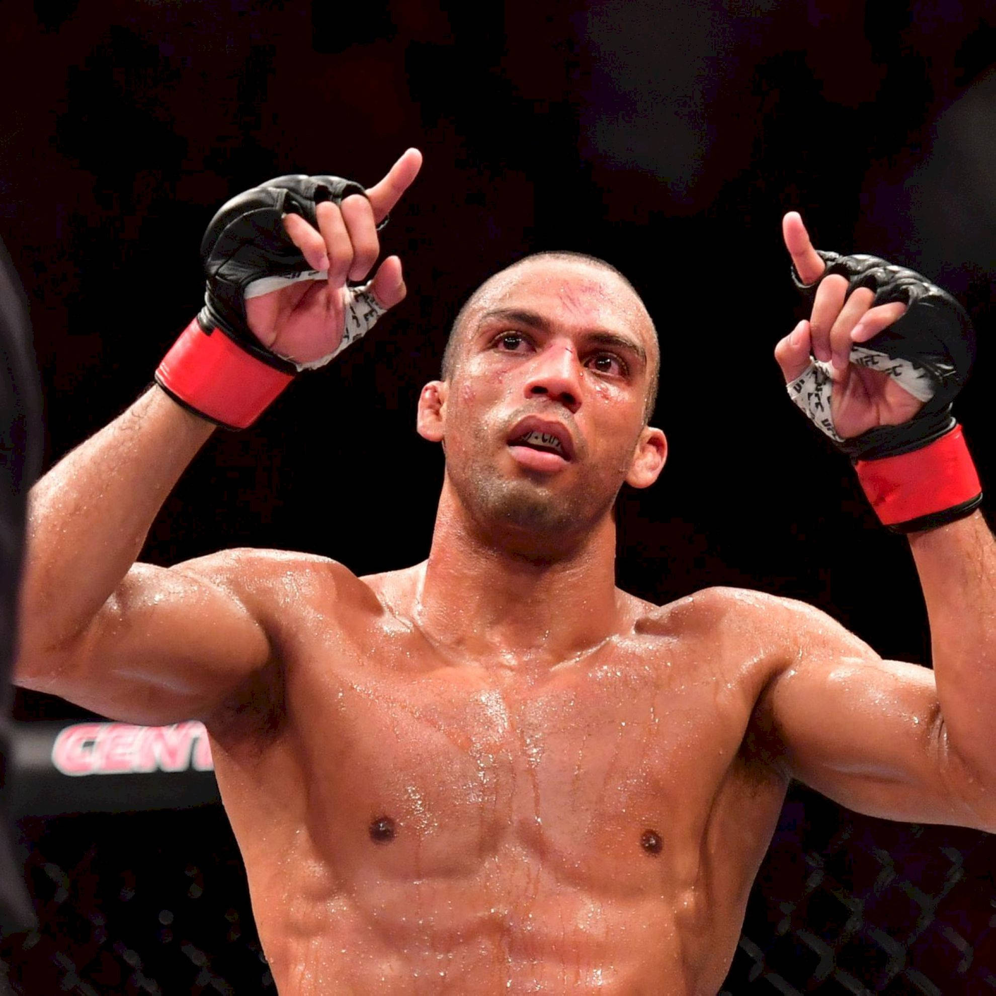 Edson Barboza, black and red gloves, dimly lit octagon, Full HD Desktop Wallpaper