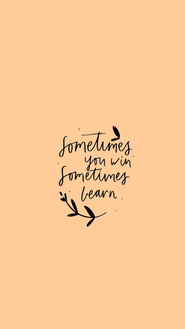 peach background, black handwritten quote, leafy accents, HD Phone Wallpaper