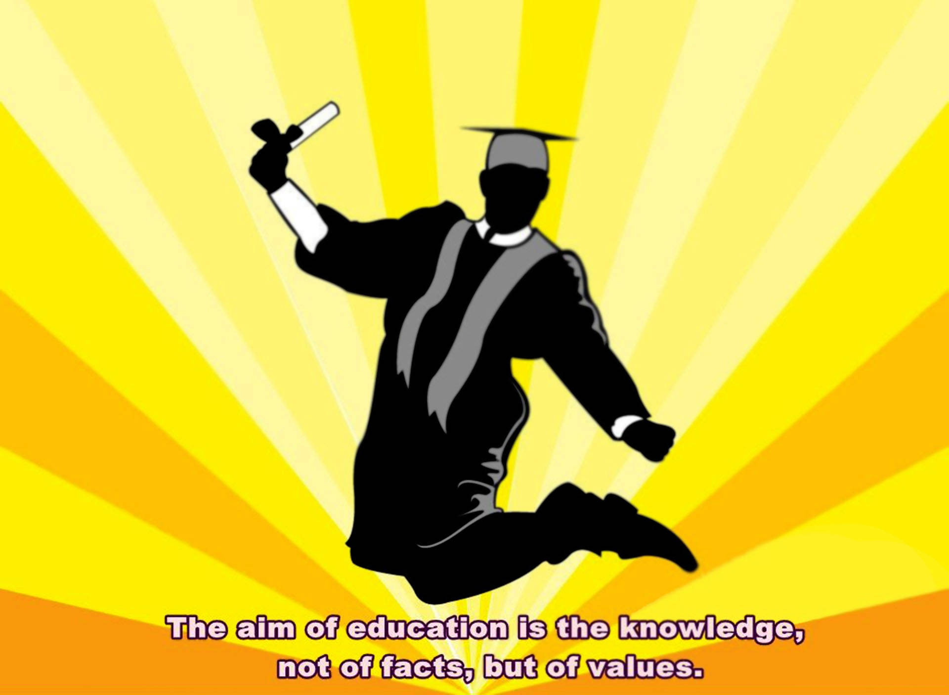 graduate, cap and gown, sunburst background, Full HD Desktop Wallpaper