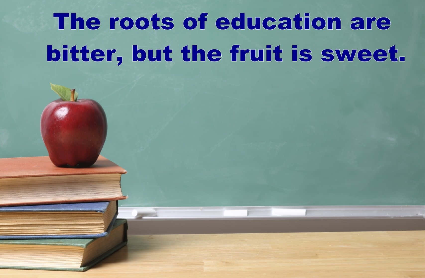 shiny red apple, stack of books, wooden desk, HD Desktop Wallpaper