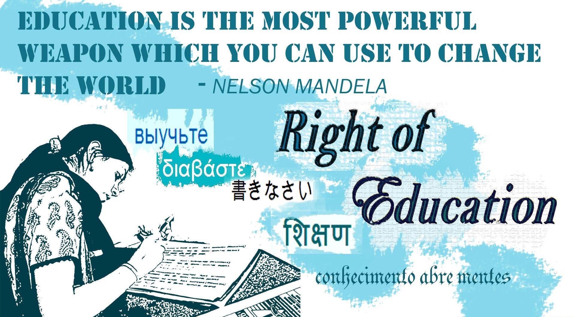 girl, multilingual education quotes, blue watercolor splashes, Full HD Desktop Wallpaper