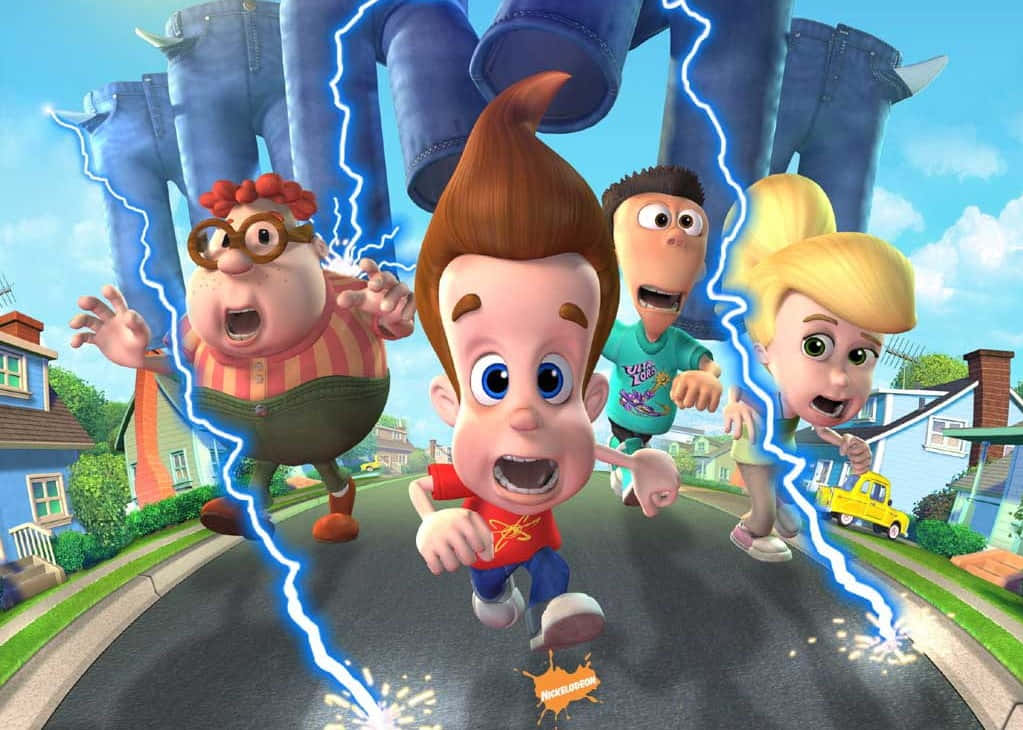 Kids Game, suburban street, giant blue jeans, SD Desktop Wallpaper