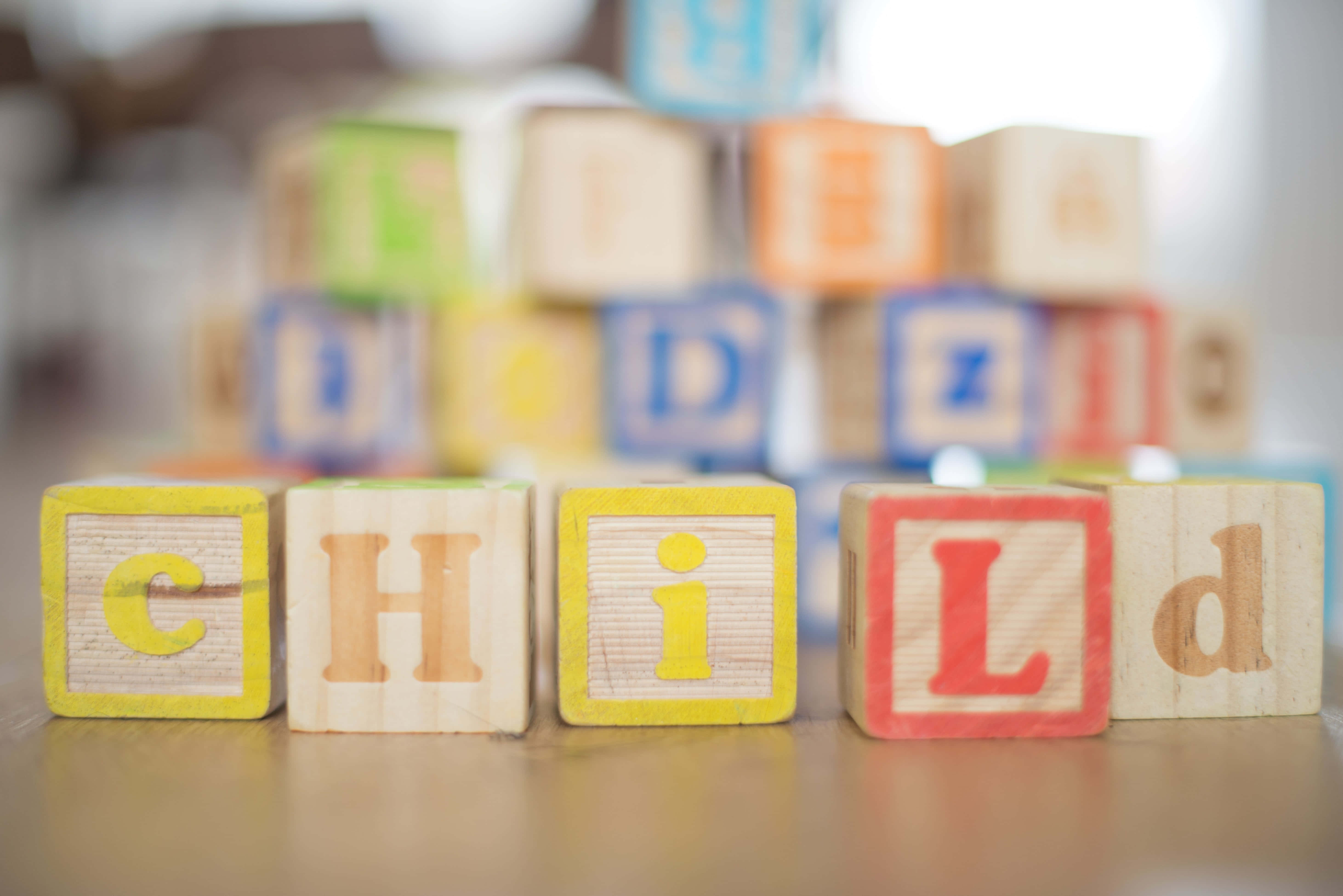 CHILD, wooden alphabet blocks, colorful blocks, 5K Desktop Wallpaper