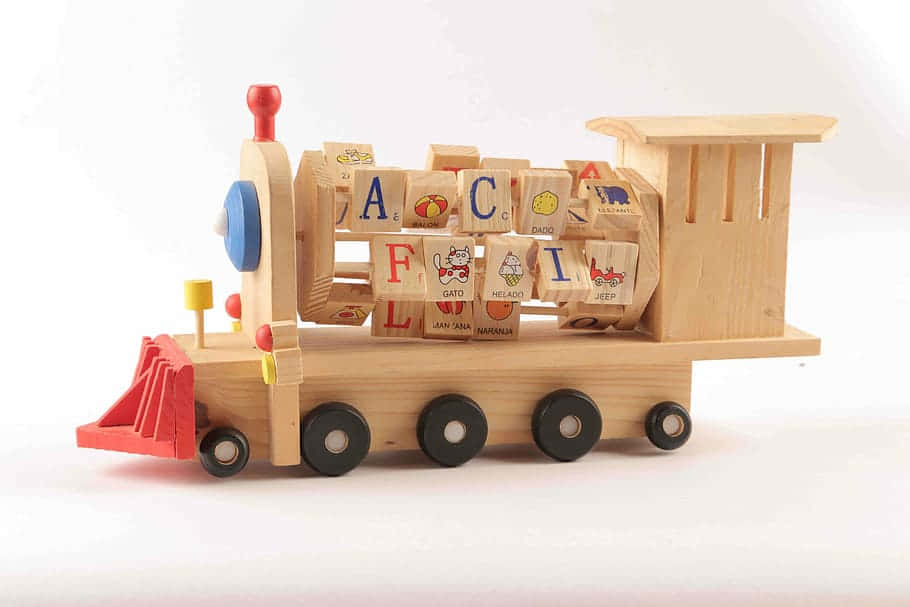 wooden toy train, colorful alphabet blocks, letters, SD Desktop Wallpaper