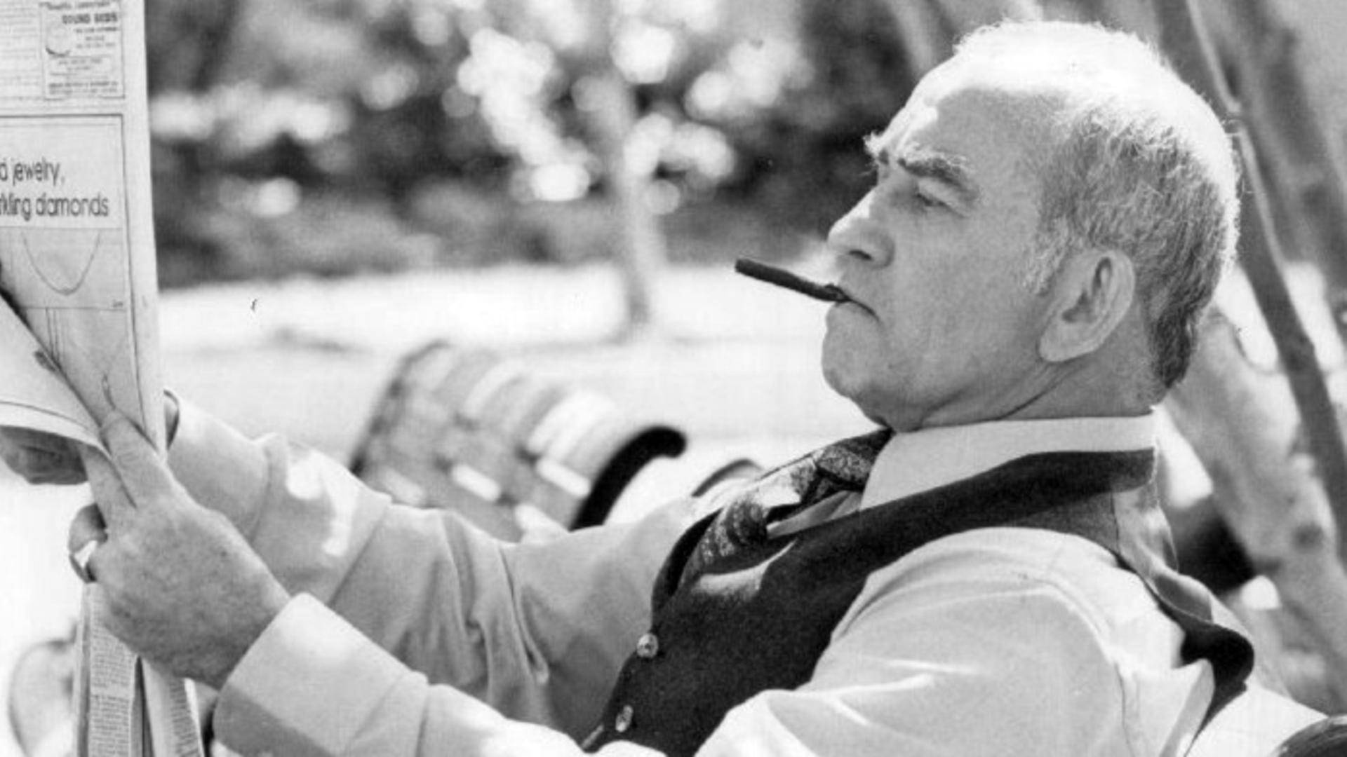 Edward Asner, black and white, pipe, Full HD Desktop Wallpaper
