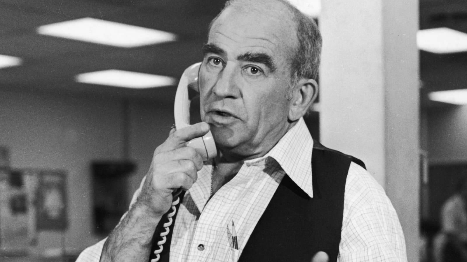 Edward Asner, black and white, vest, HD Desktop Wallpaper